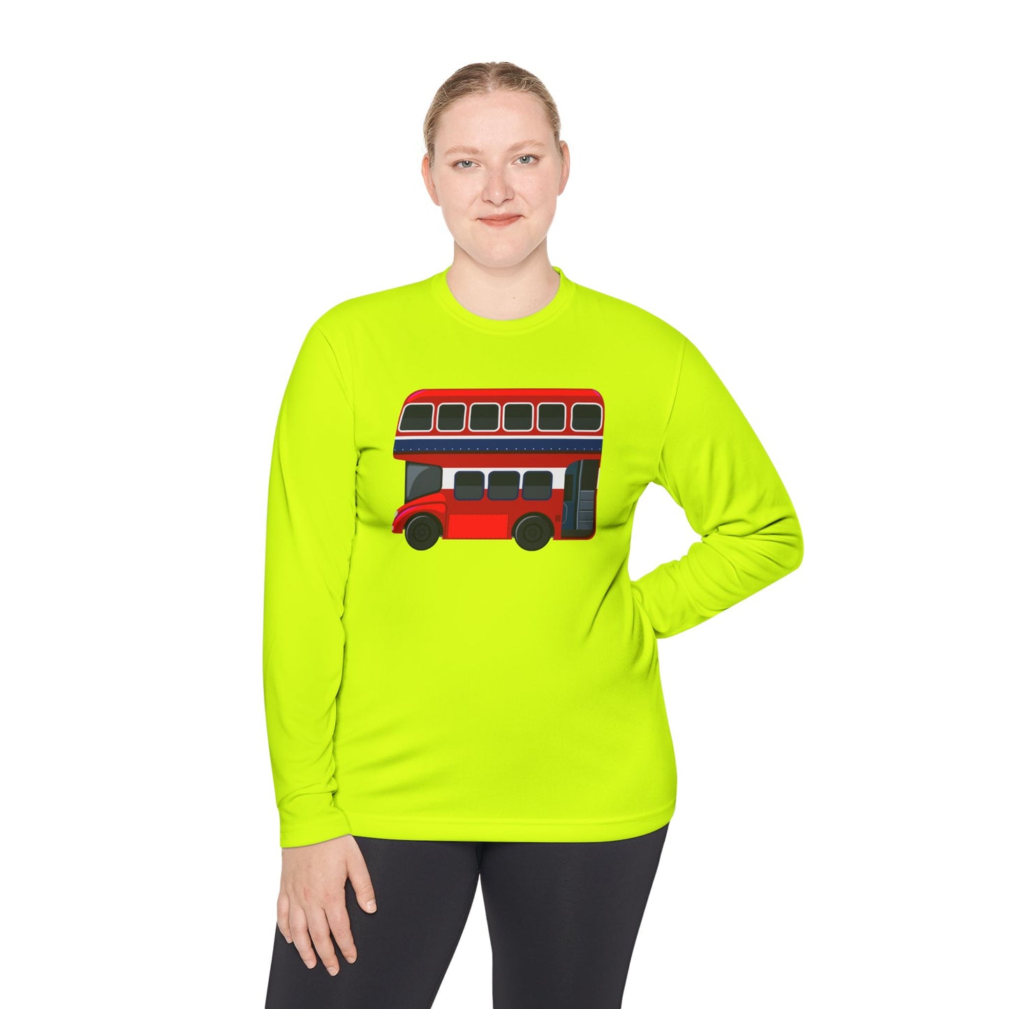 Unisex Lightweight Long Sleeve Tee - London Transport English Bus - Iconic Red Double-Decker Design