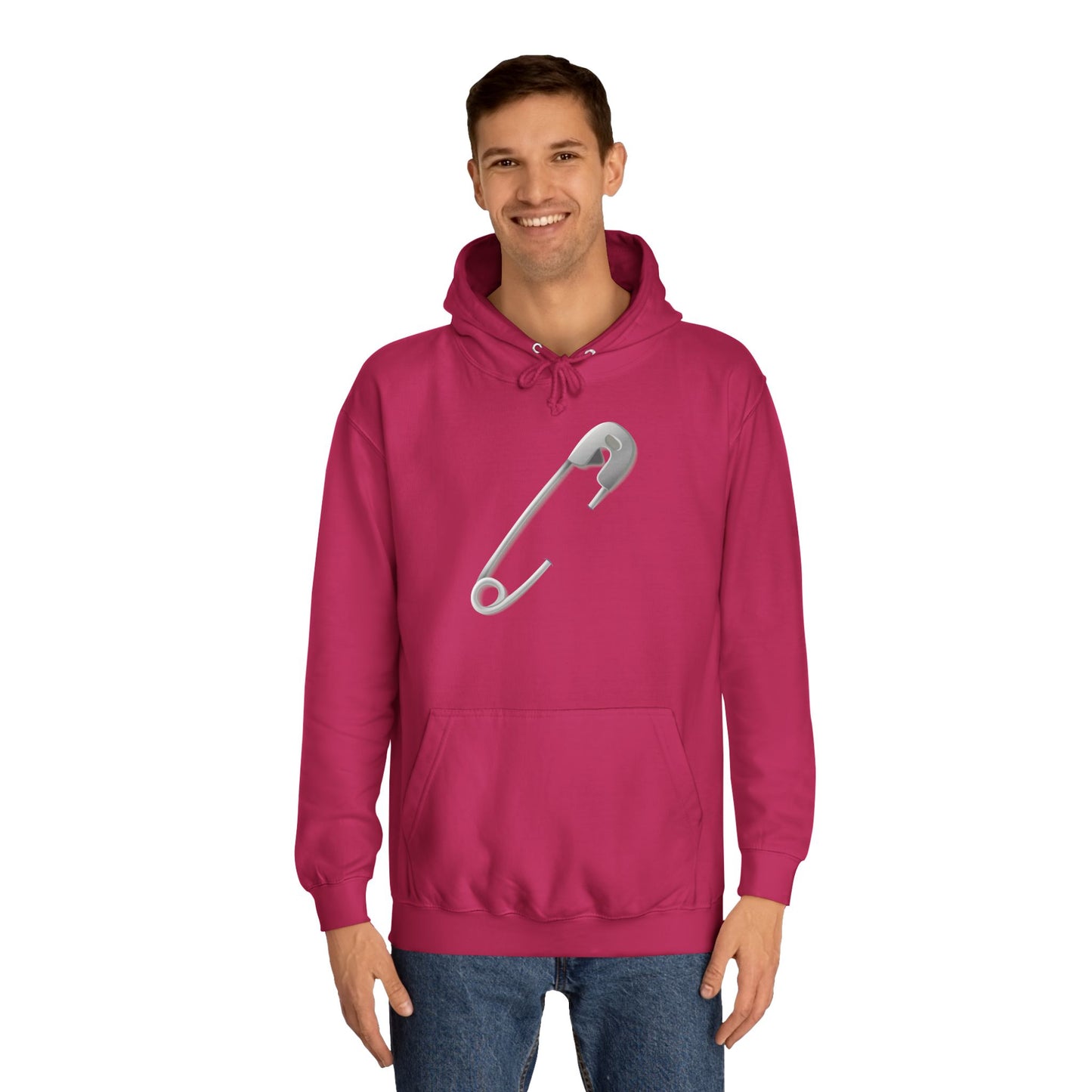 Unisex College Hoodie Durable - Minimalist Safety Pin