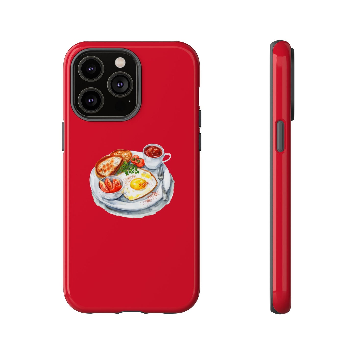 Breakfast-Inspired Phone Case, Tough Phone Covers, Foodie Gifts, Unique Accessories, Cute Kitchen Decor, Red Phone Case
