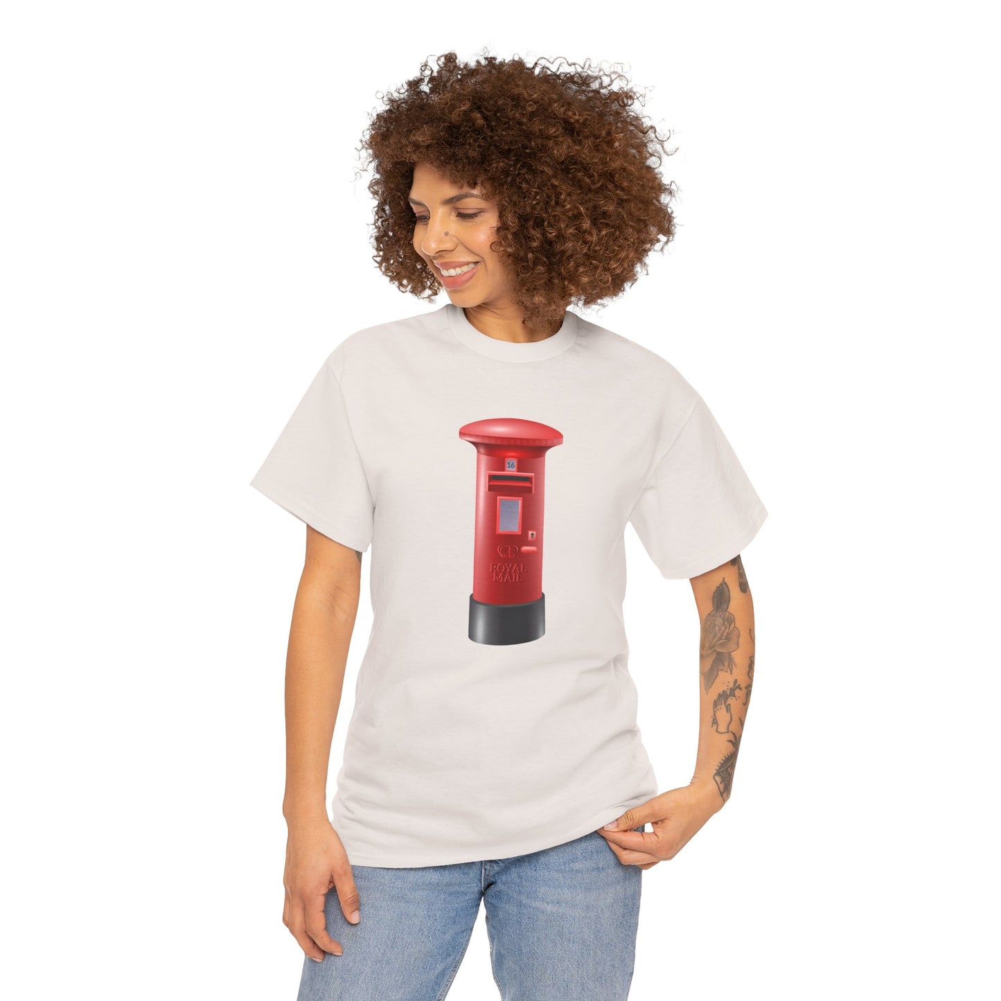 Unisex Heavy Cotton Tee - Classic UK Royal Mailbox Design - British Postbox Icon