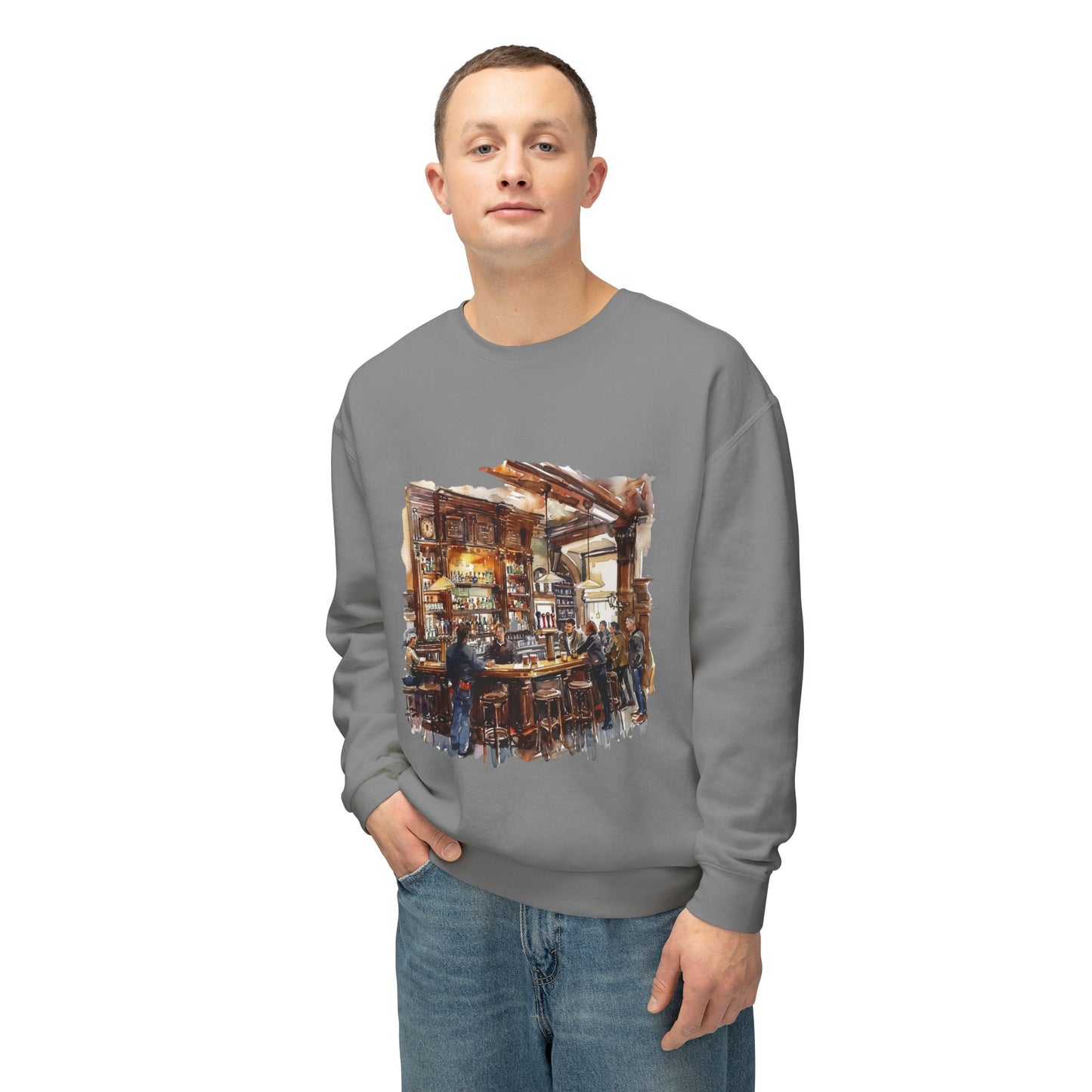 Unisex Lightweight Crewneck Sweatshirt - Cozy British Pub