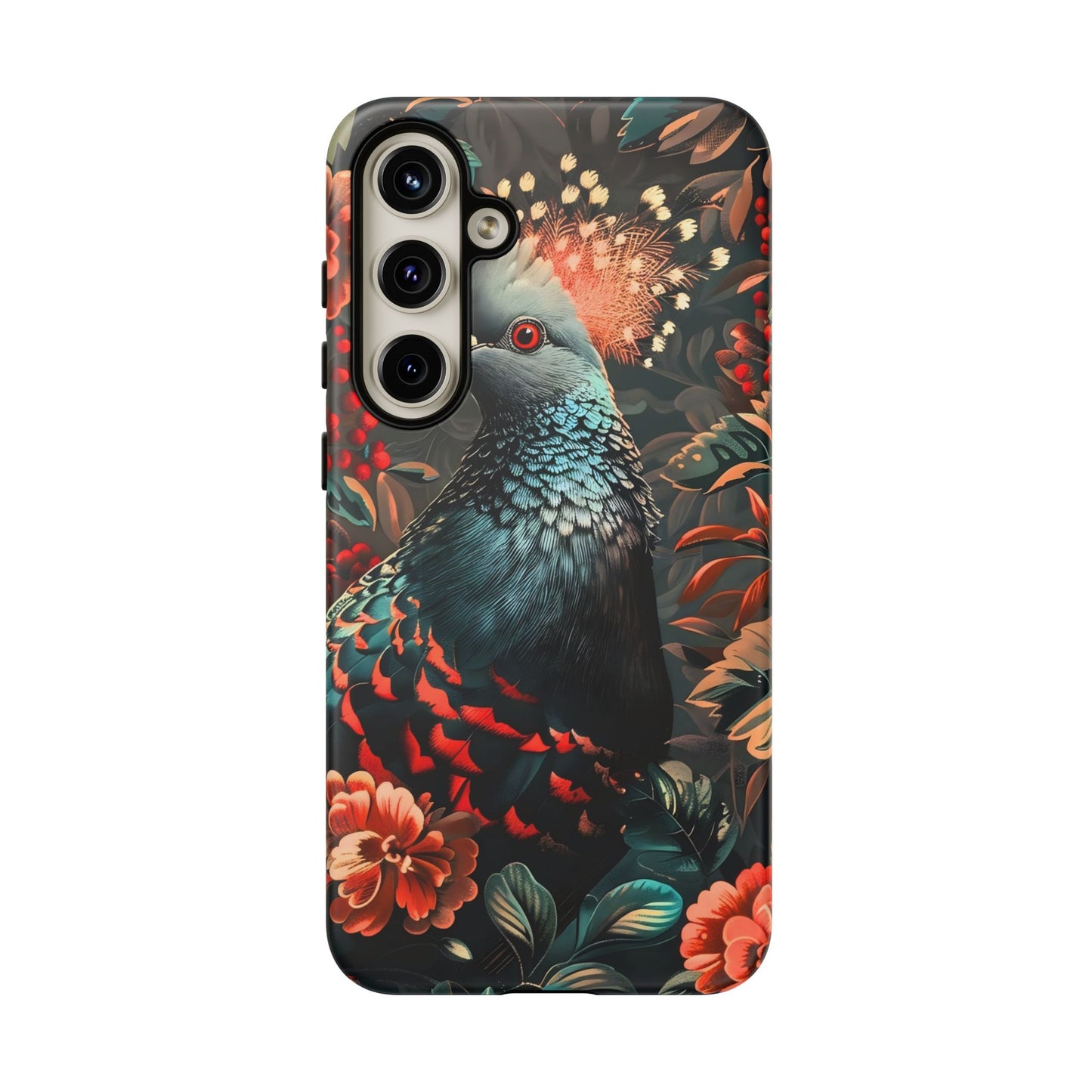 Floral Peacock Phone Case, Tough Cases, Artistic Phone Cover, Unique Gift, Nature Lover Accessory, Protective Case