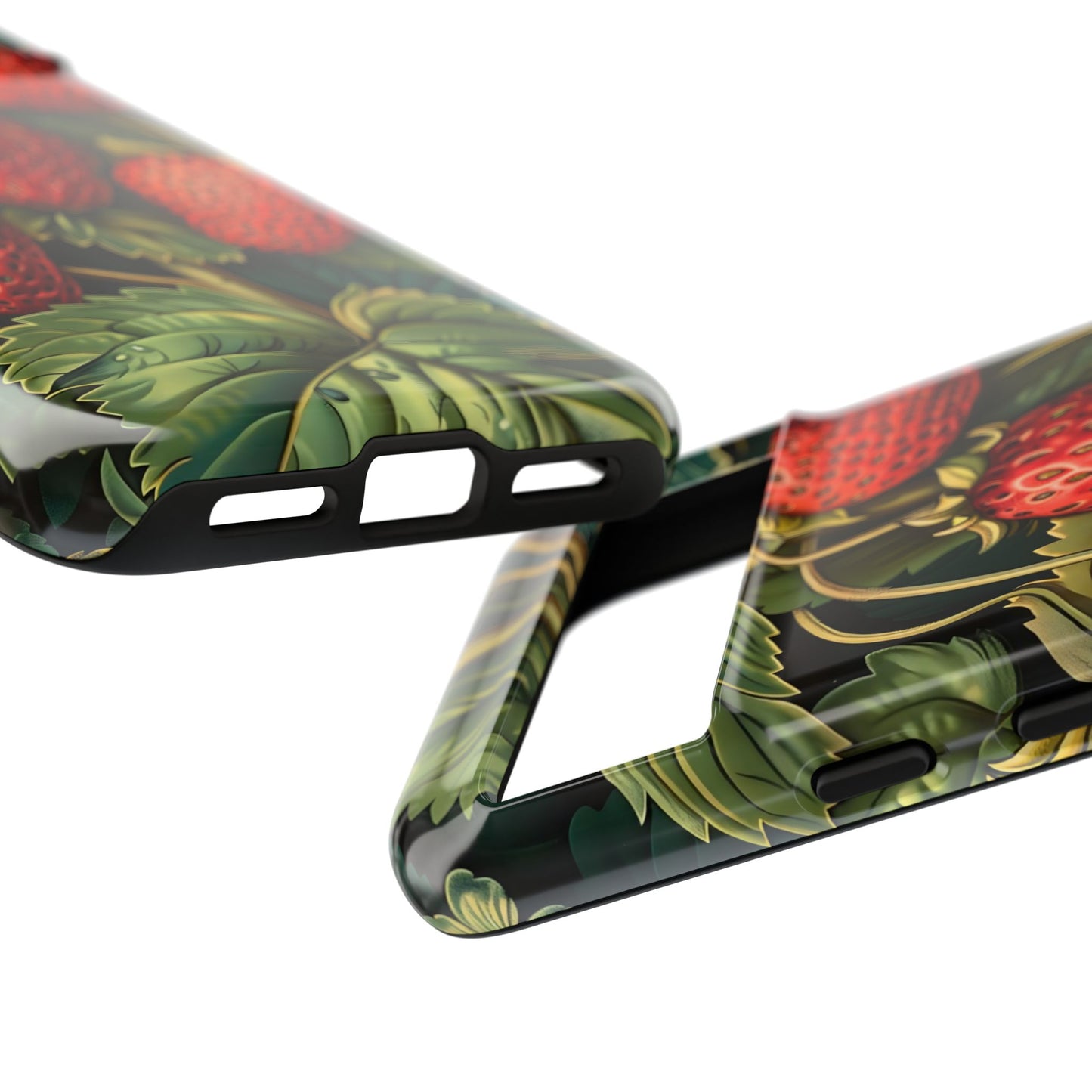 Strawberry Phone Case, Tough Berry Case, Floral Phone Cover, Cute Smartphone Shell, Nature-Inspired Gift