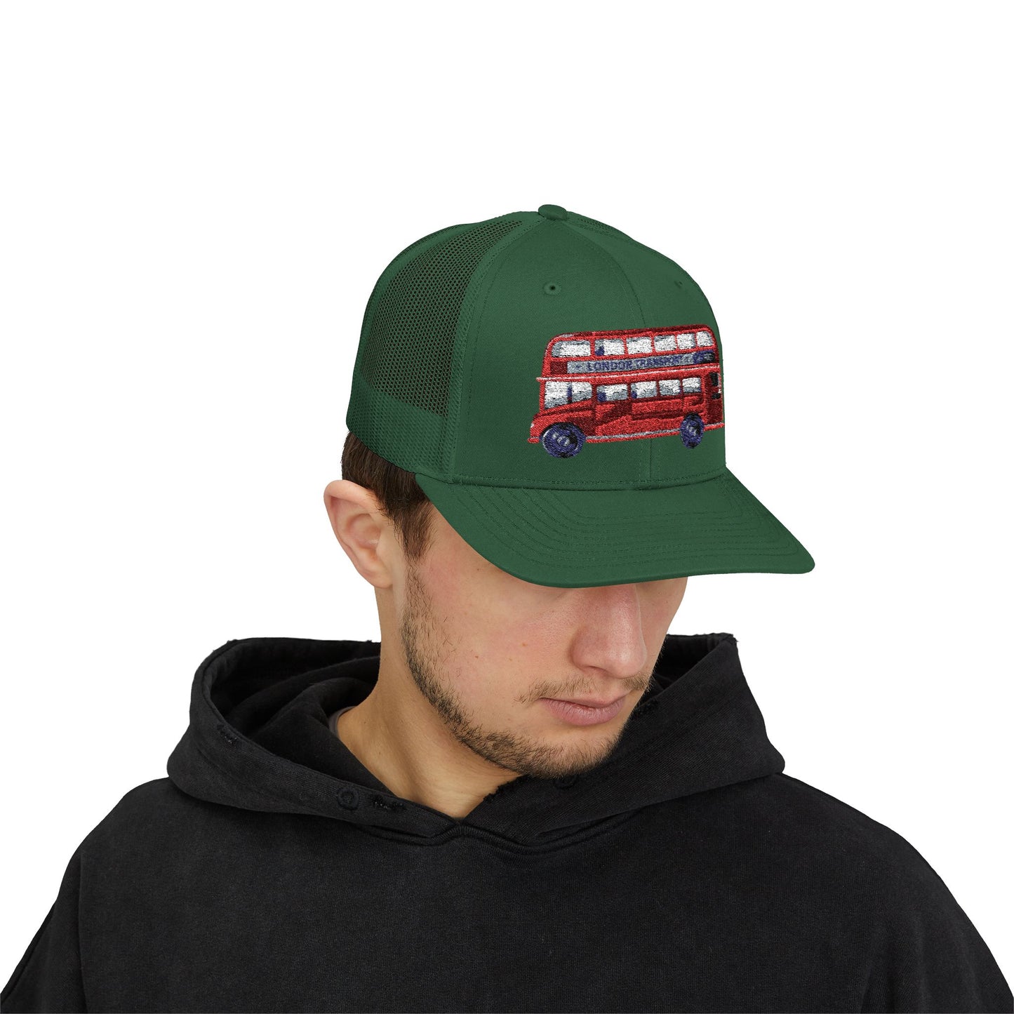 Sparkling London Bus Snapback Trucker Cap | Fitted Hat for Travel Lovers, Trendy Accessory, Gift for Him/Her, Summer Fashion