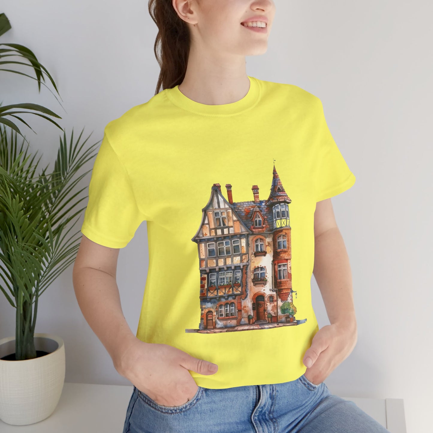Unisex Jersey Short Sleeve Tee - Countryside Charm - The Classic British Village House
