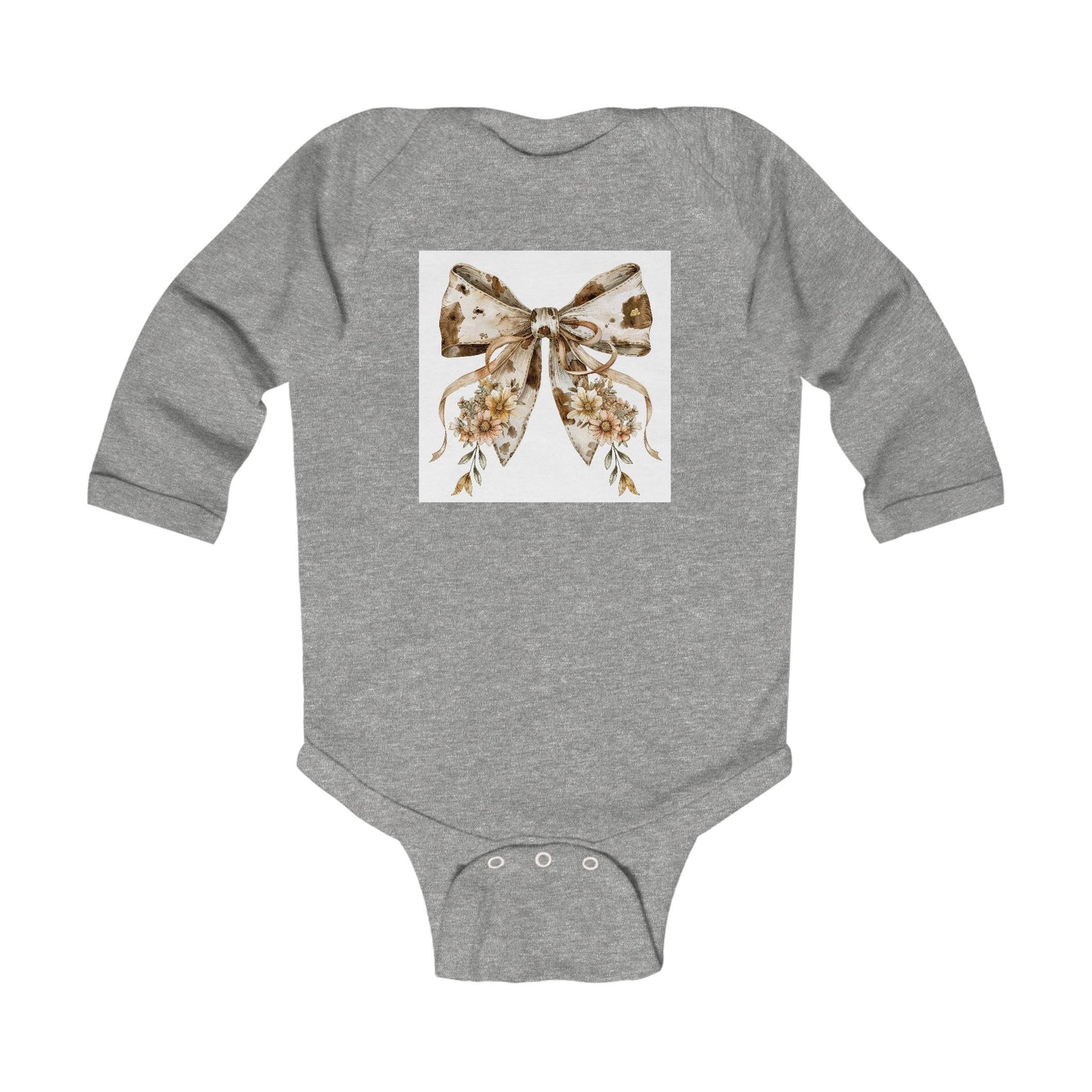 Vintage Floral Bow Infant Long Sleeve Bodysuit - Perfect for Baby Showers & Special Occasions