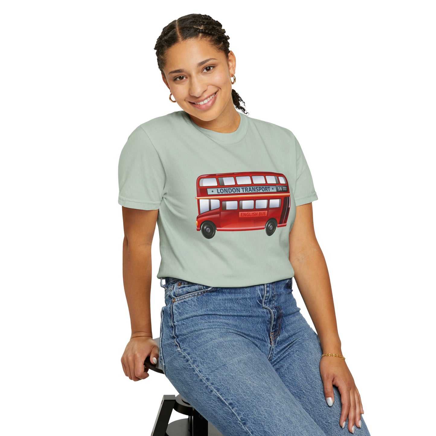 Unisex Garment-Dyed T-shirt - Rolling Through History: The British Red Bus