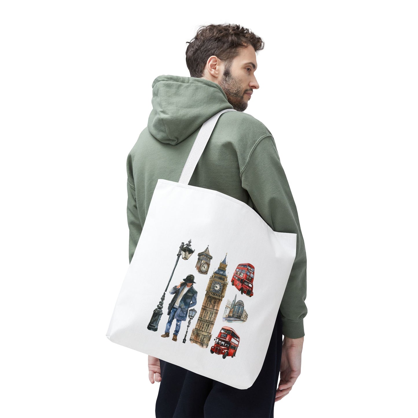 London-Themed Tote Bag, Travel Accessory, Gift for Travelers, AOP Design, Unique Shopping Bag, Stylish Carry-All