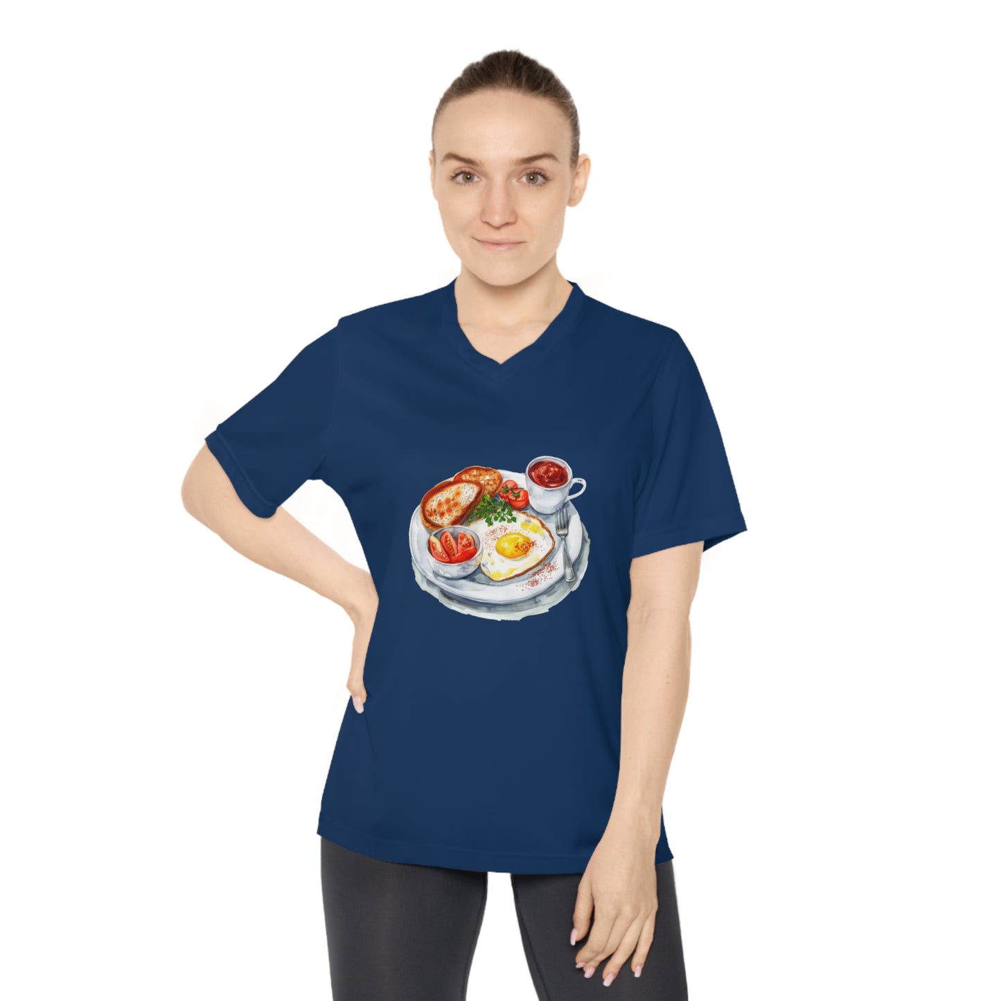 Women's Performance V-Neck T-Shirt - Artistic Food-Themed Painting for Home Decor