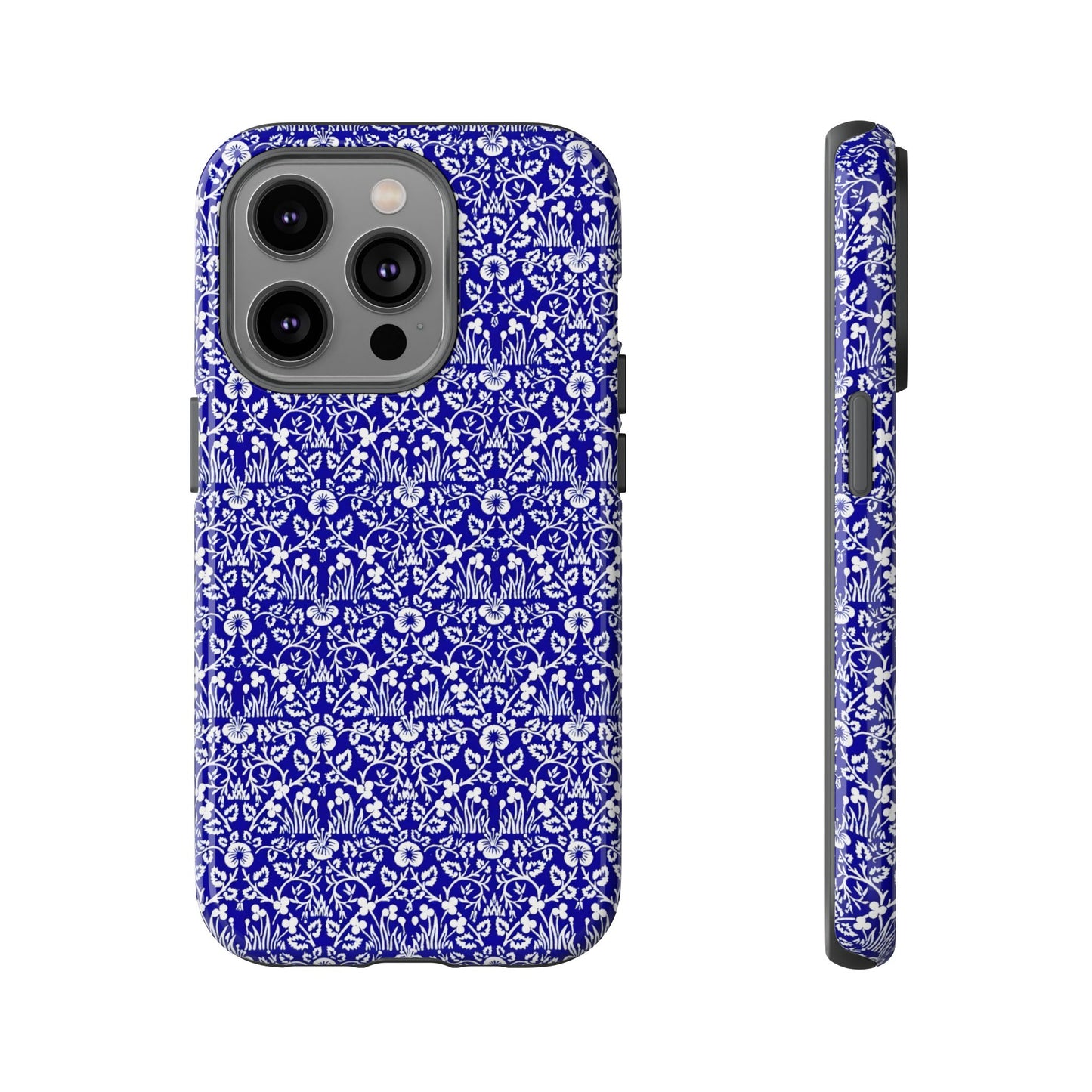 Elegant Floral Phone Case - Tough Cases, Blue Floral Design, Stylish Phone Accessory, Unique Gift, Modern Tech Protection