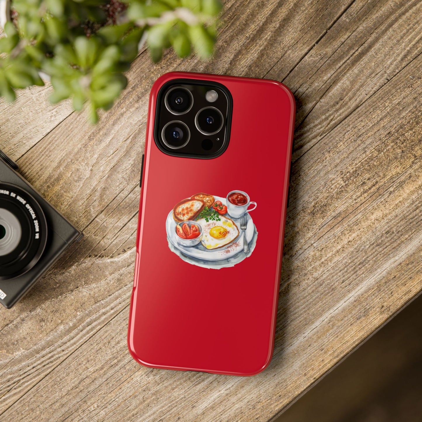 Breakfast-Inspired Phone Case, Tough Phone Covers, Foodie Gifts, Unique Accessories, Cute Kitchen Decor, Red Phone Case