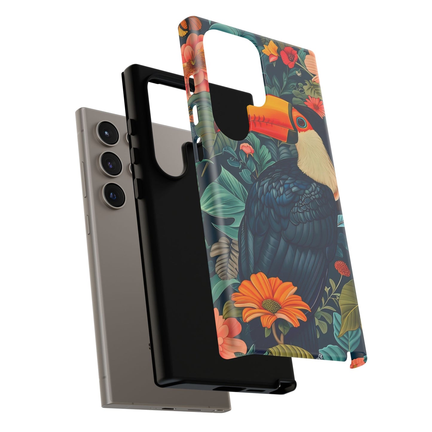 Tropical Toucan Phone Case - Cute Animal Design, Nature Lover Gift, Floral Pattern, Bird Lover Accessory, Summer Vibes