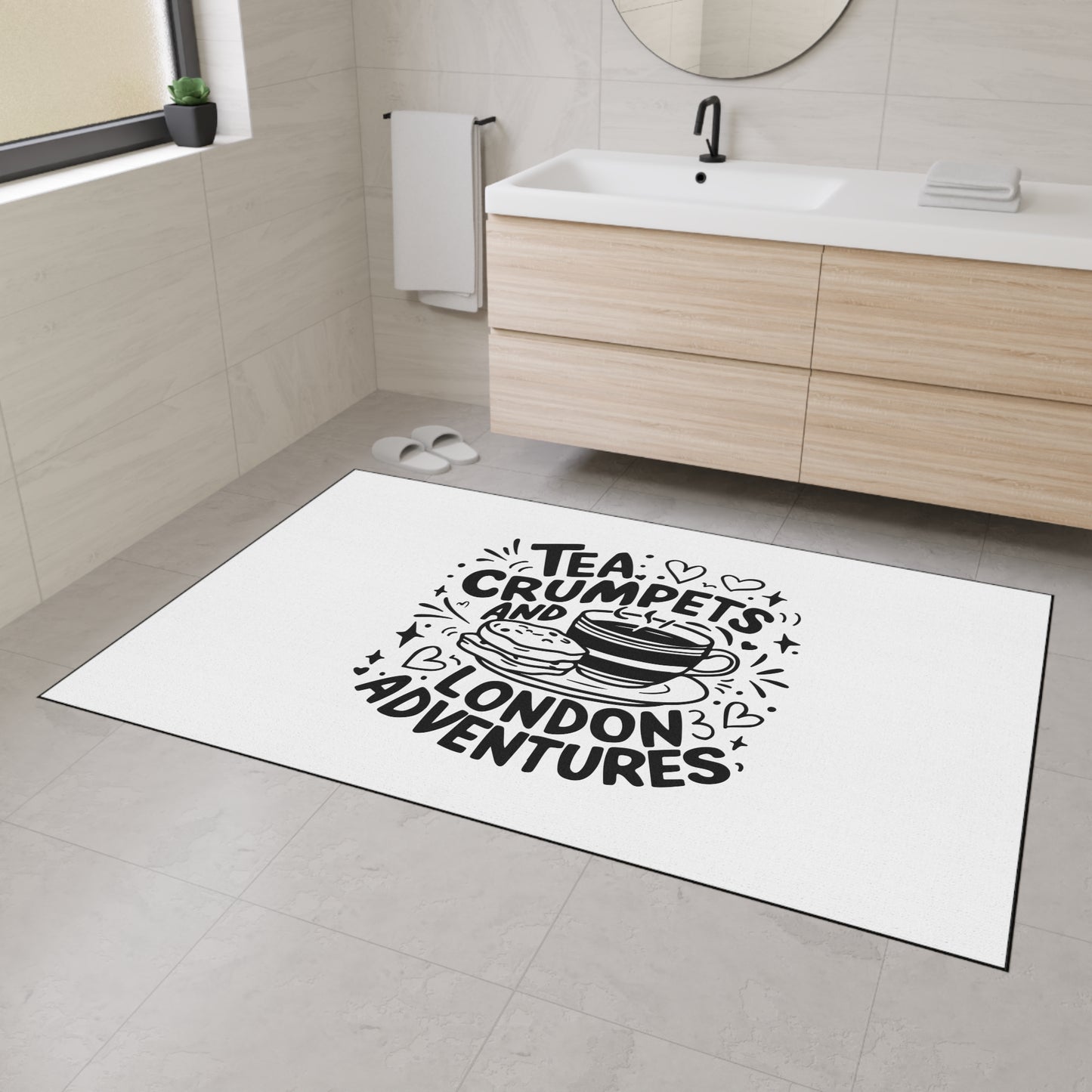 Tea & Crumpets Adventure Mat - Heavy Duty Floor Mat for Kitchen, Entryway, Dining Room, Gifts for Tea Lovers, Home Decor