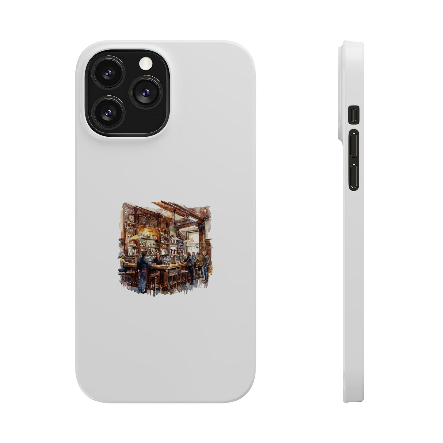 Artistic Slim Phone Cases, Coffee Shop Aesthetic, Unique Phone Covers, Gift for Coffee Lovers, Artistic Design Cases