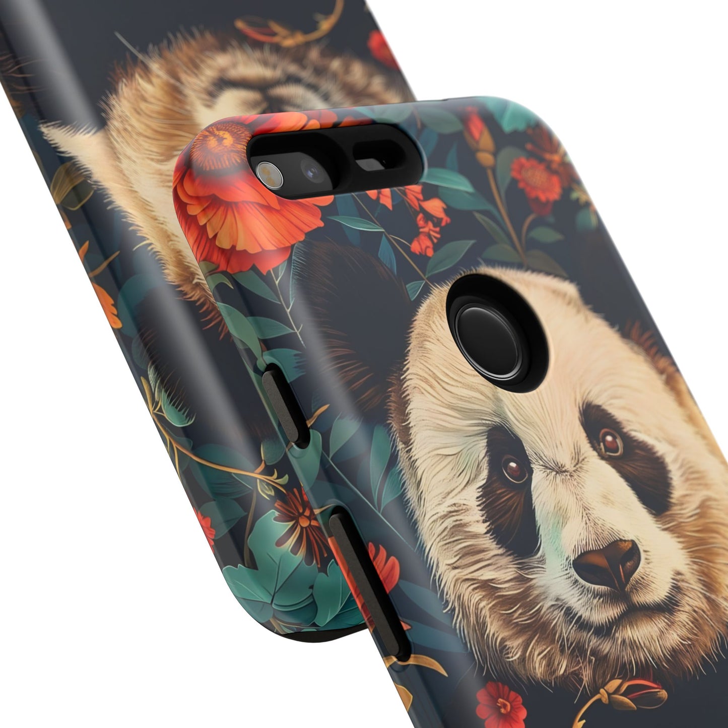 Panda Floral Phone Case, Tough Cases, Cute Animal Case, Floral Design, Gifts for Animal Lovers, Phone Accessories