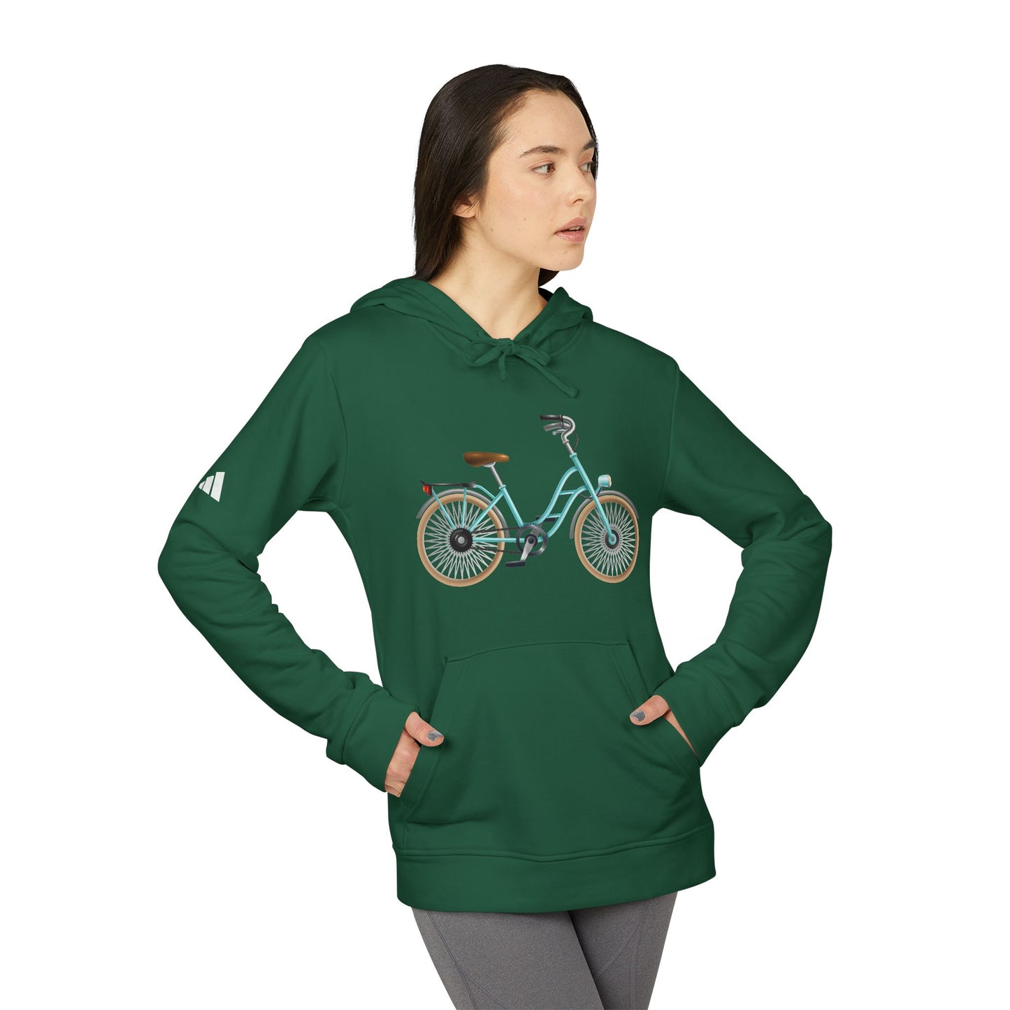 Adidas Unisex Fleece Hoodie - Vintage Bicycle Design