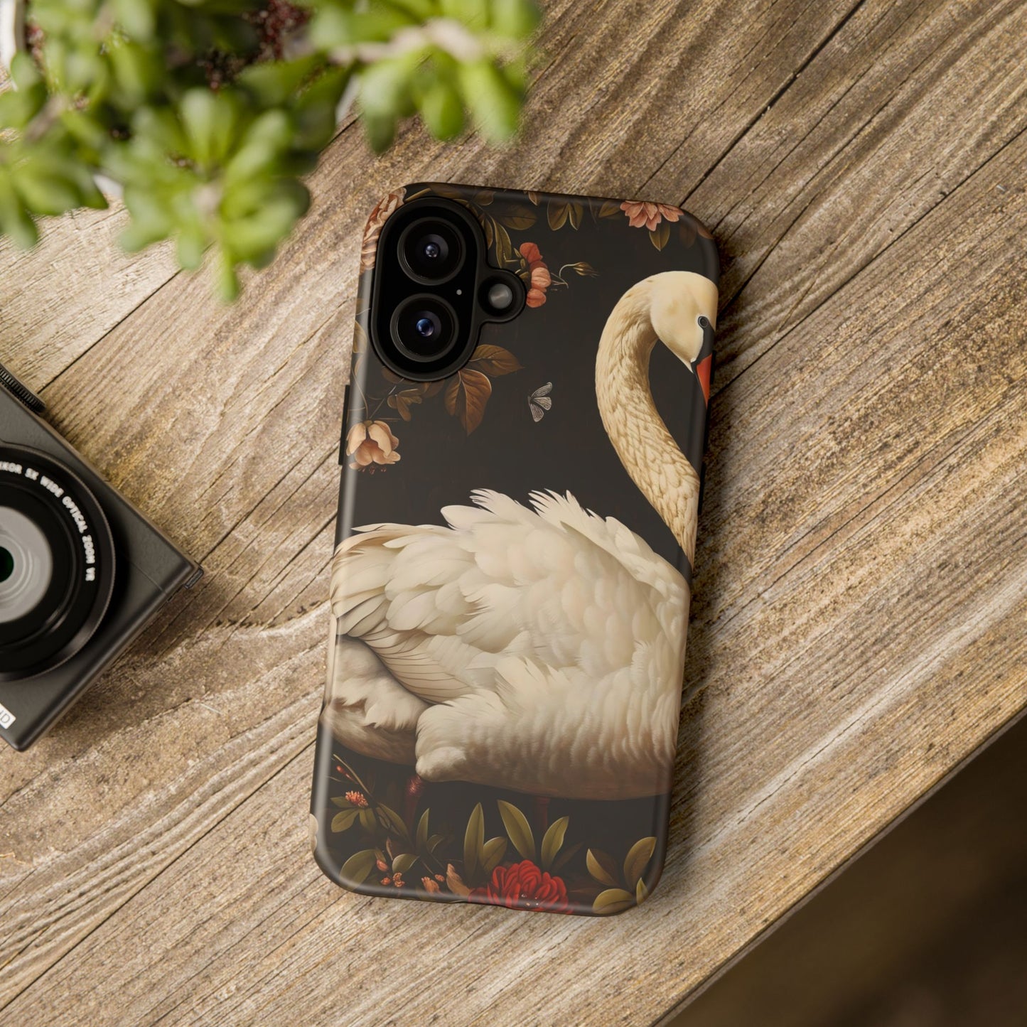 Elegant Swan Phone Case, Floral iPhone Cover, Tough Phone Case, Gift for Her, Nature Lover, Mother's Day, Birthday