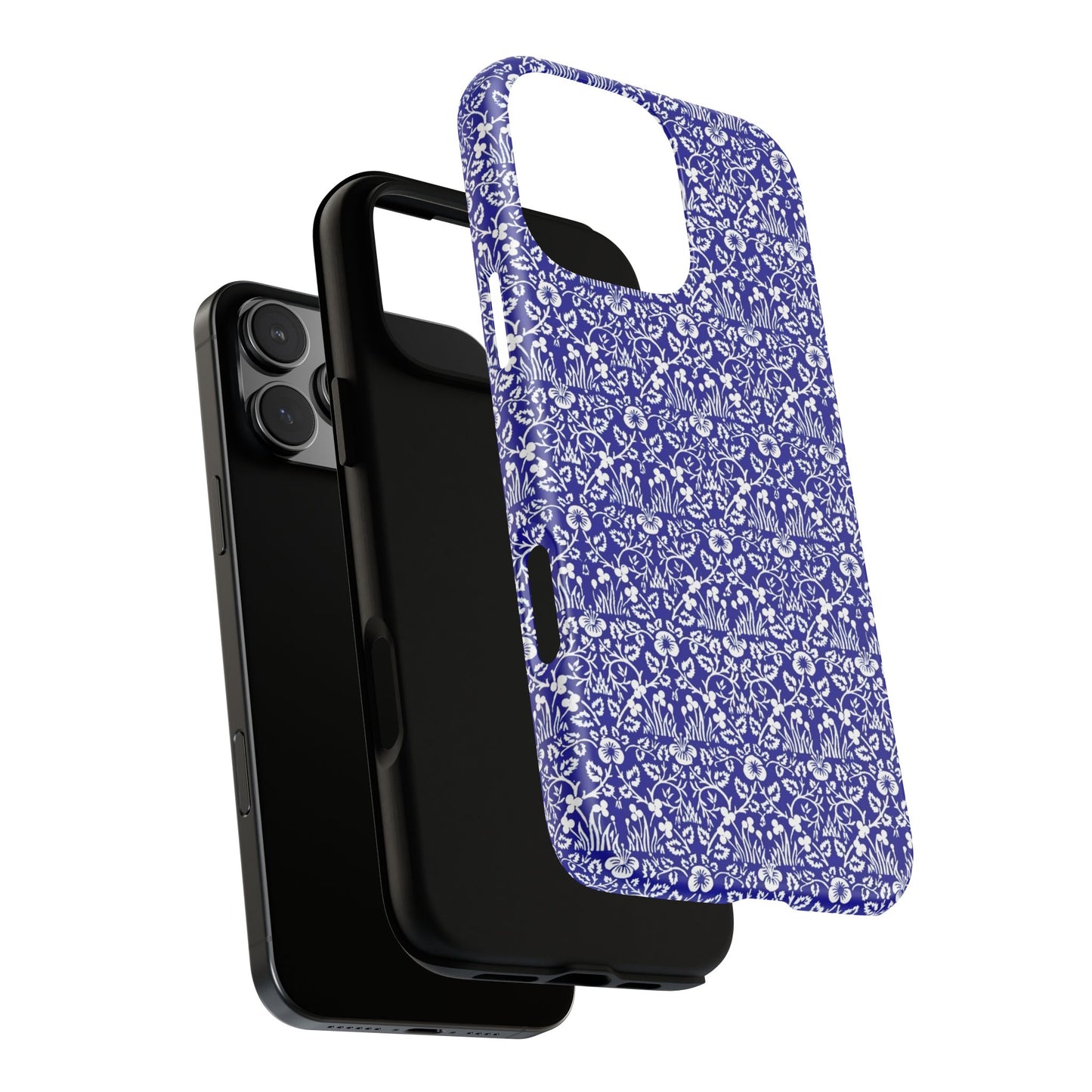 Elegant Floral Phone Case - Tough Cases, Blue Floral Design, Stylish Phone Accessory, Unique Gift, Modern Tech Protection