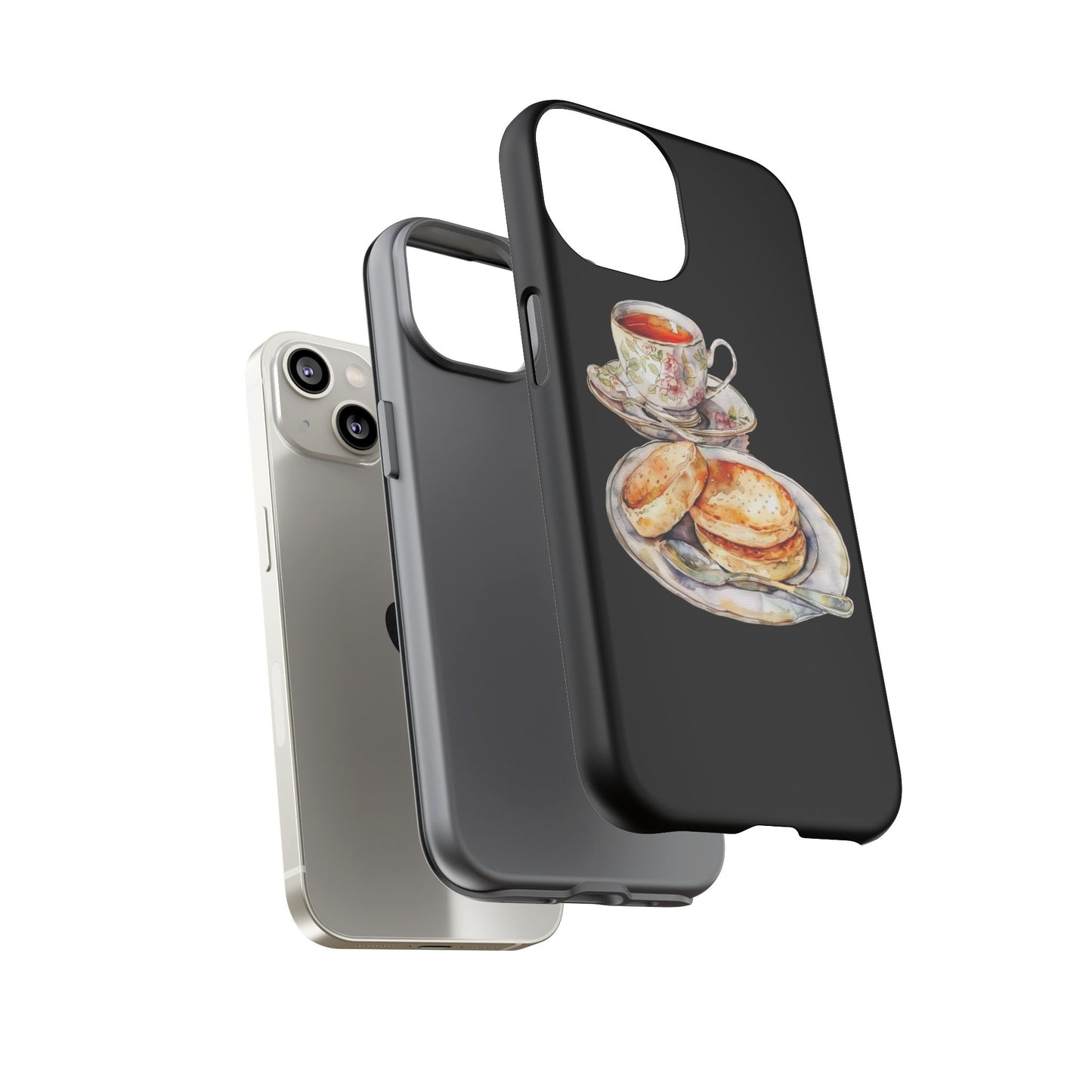 Tea Time Phone Case with Cookies Design, Cute Phone Cover, Gift for Tea Lovers, Kitchen Decor, Whimsical Style