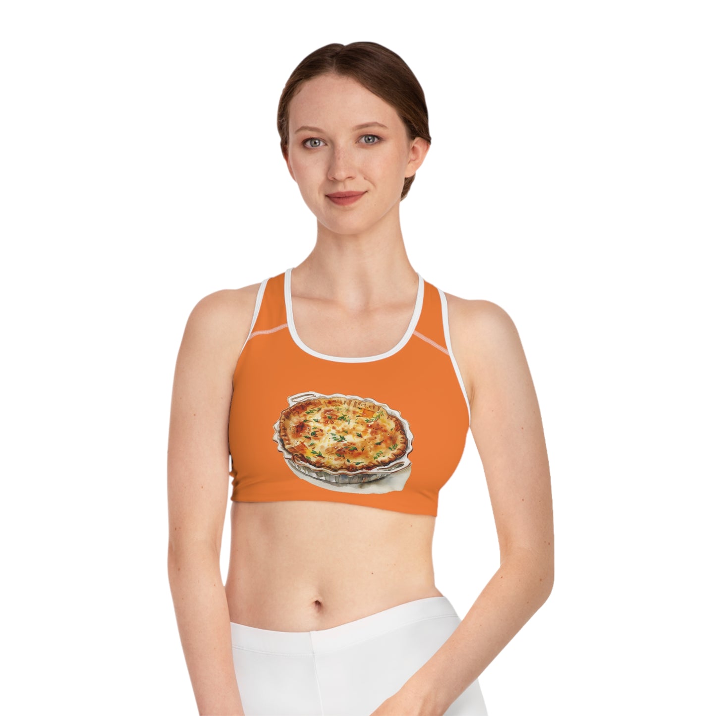 Sports Bra - Fun Activewear for Food Lovers - Cute Quiche - Dine Like a Monarch - Classic Royal Dishes of Britain