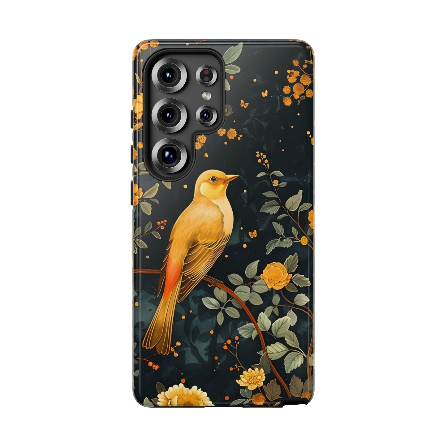 Floral Phone Case, Tough Cases with Bird Design, Nature Lover Gift, Stylish Protection, Birthday Present, Floral Phone Cover
