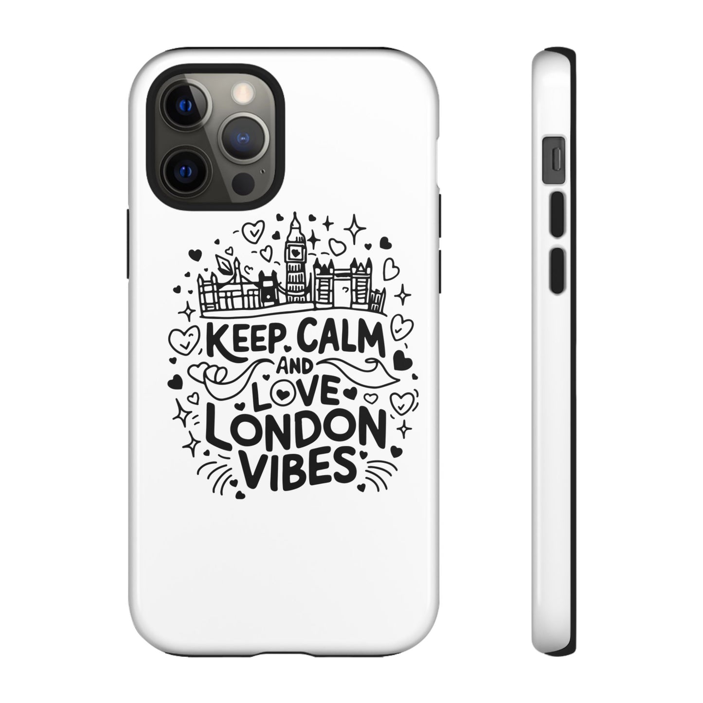 London Vibes Phone Case – Keep Calm Design, iPhone Accessories, Gift for Travelers, London Souvenir, Unique Cell Phone Cover