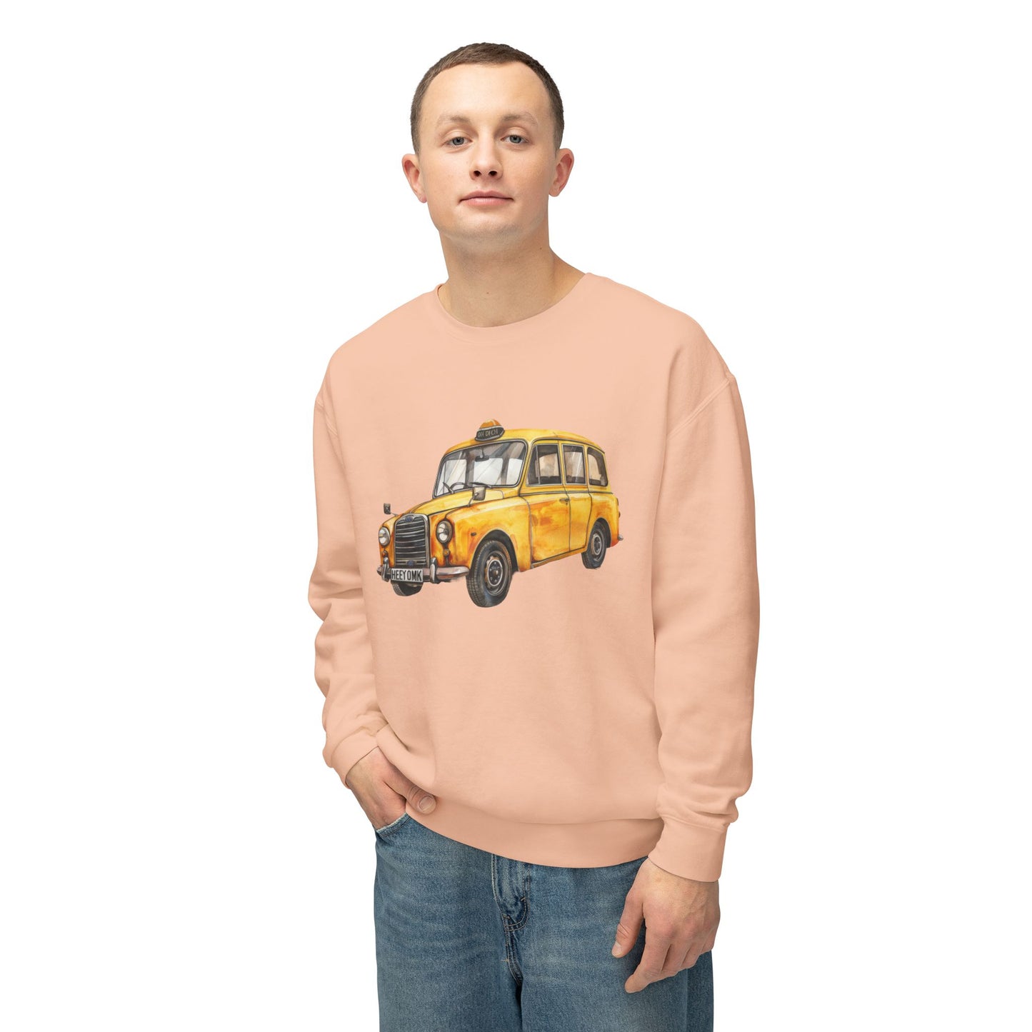 Unisex Lightweight Crewneck Sweatshirt - Vintage Car Classic Automotive Elegance and Timeless Style