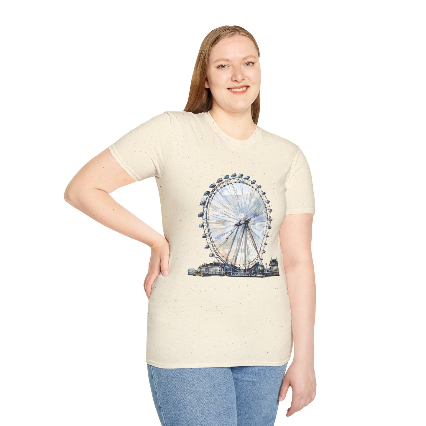 Unisex Softstyle T-Shirt - London Eye - Iconic Ferris Wheel and Cityscape View