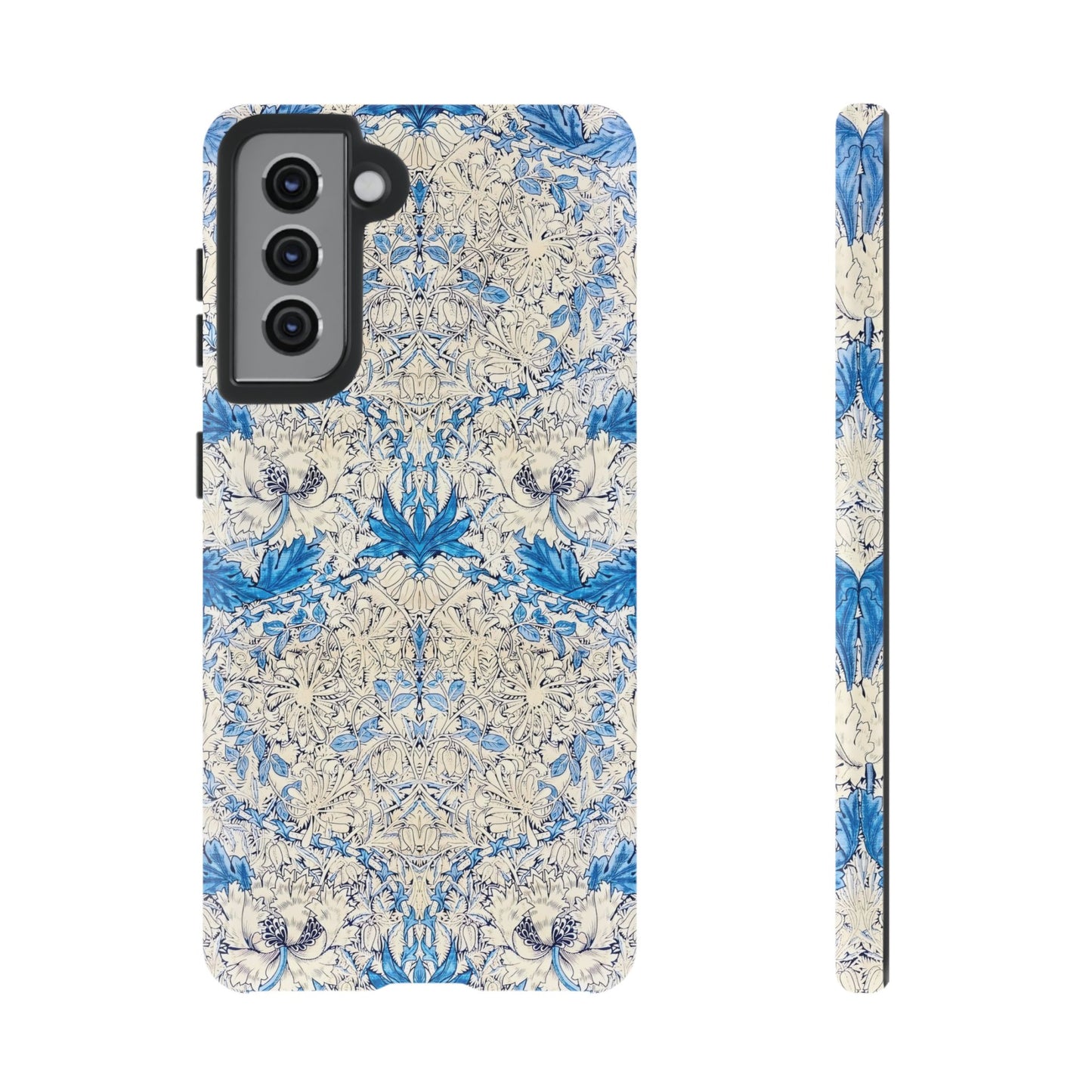 Elegant Floral Phone Case, Tough iPhone Cover, Stylish Mobile Protector, Blue Patterned Case, Unique Gift for Her