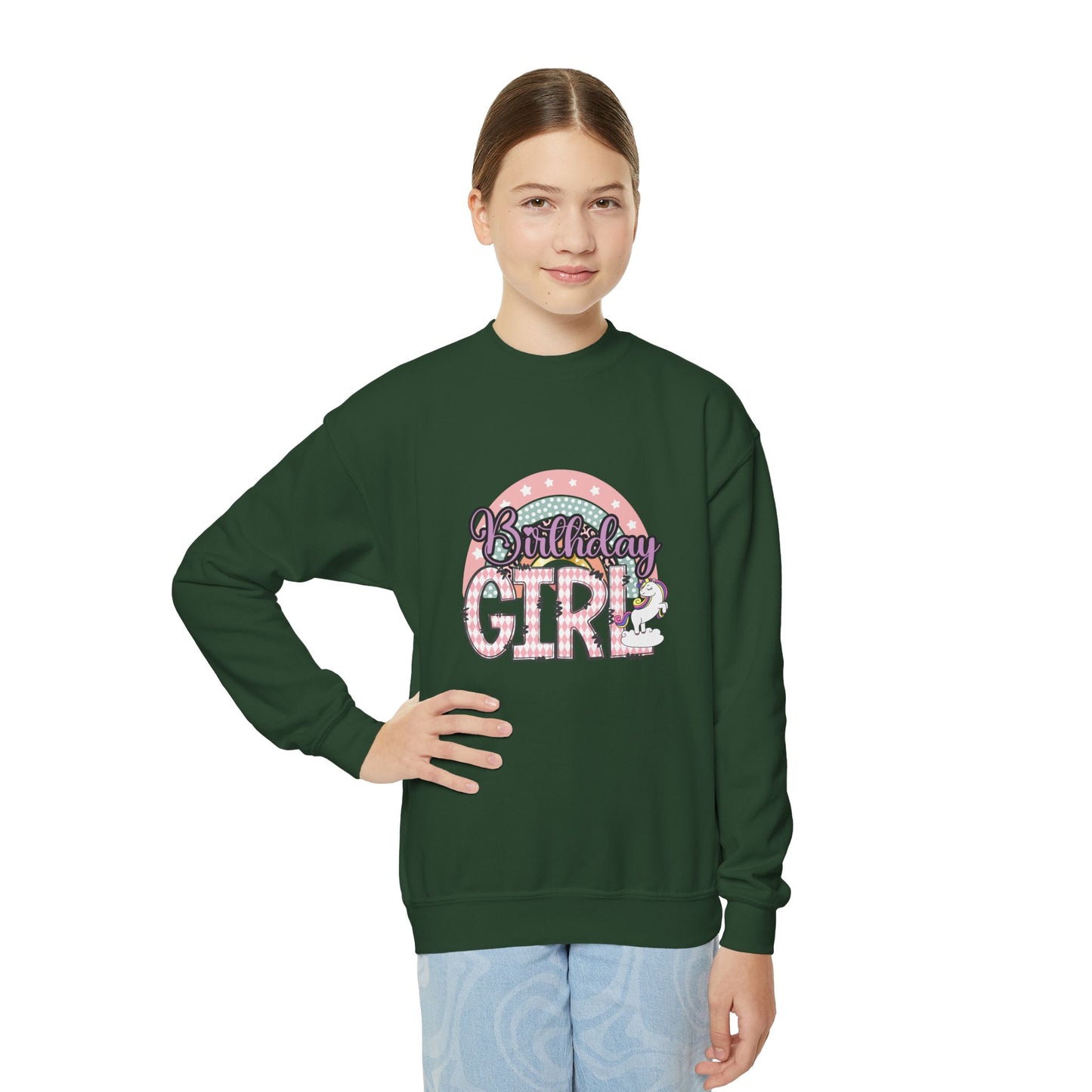 Birthday Girl Youth Crewneck Sweatshirt - Cute Kids' Birthday Apparel