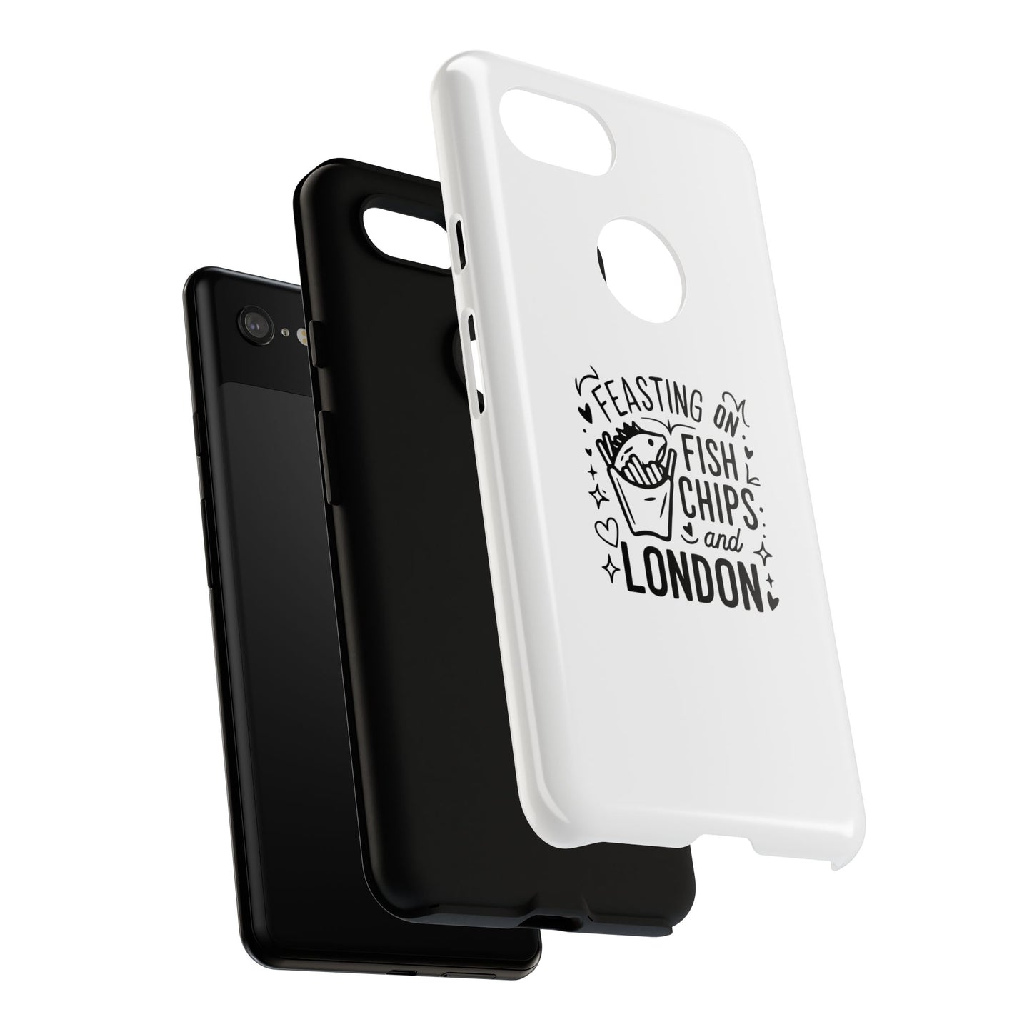 London Fish & Chips Phone Case, Tough Cases with Fun Design for Food Lovers, Unique Gift for Travelers, Cell Phone Accessories