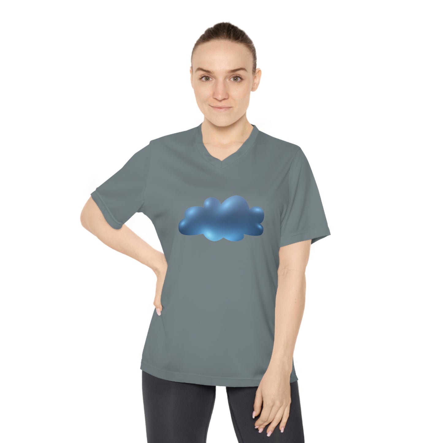 Women's Performance V-Neck T-Shirt - Relaxing Cloud Design for Active Living - Dreamy Cloud Design