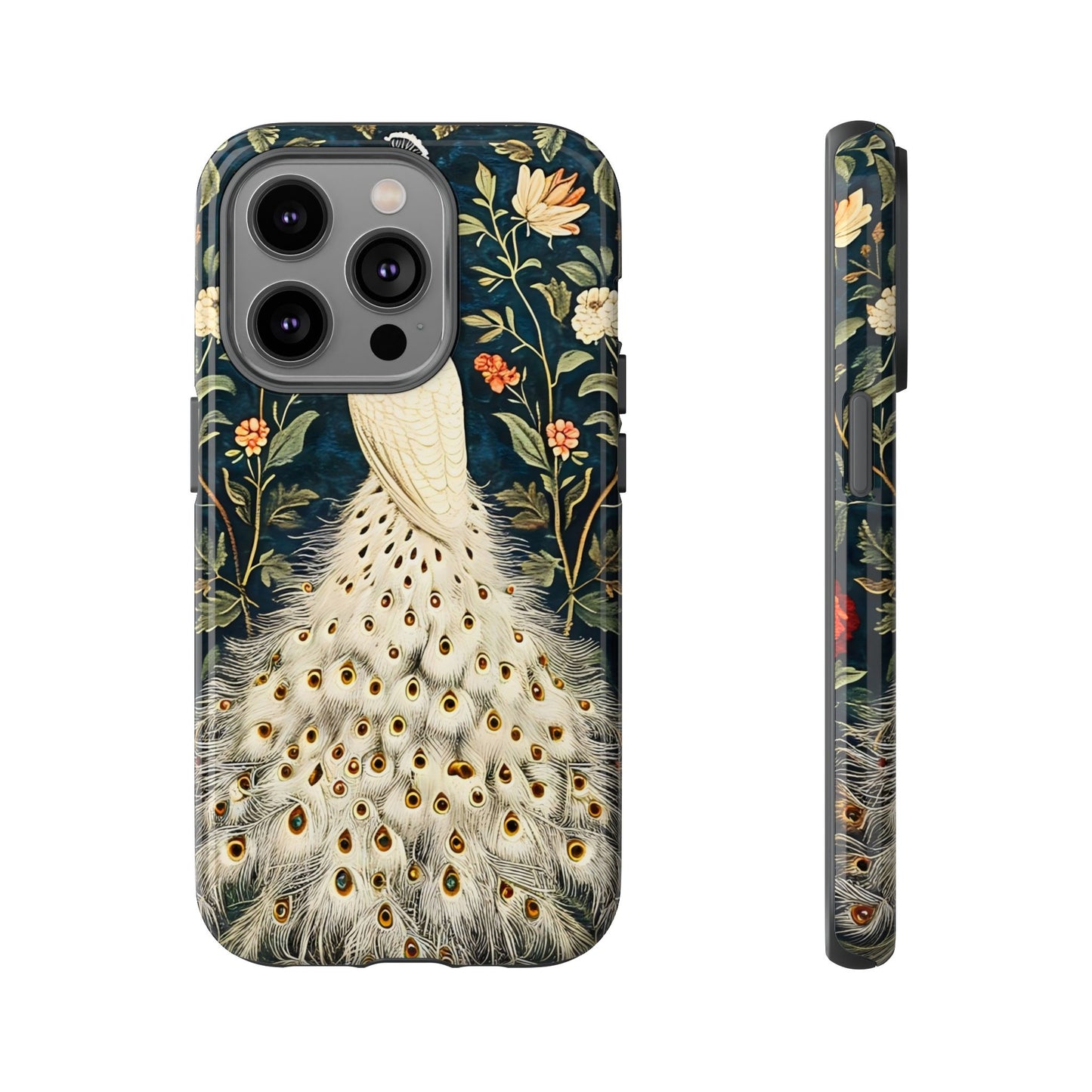 Elegant Peacock Phone Case, Floral Phone Cover, Tough Cases, Stylish Tech Gift, Nature Lover Accessory, Birthday Gift