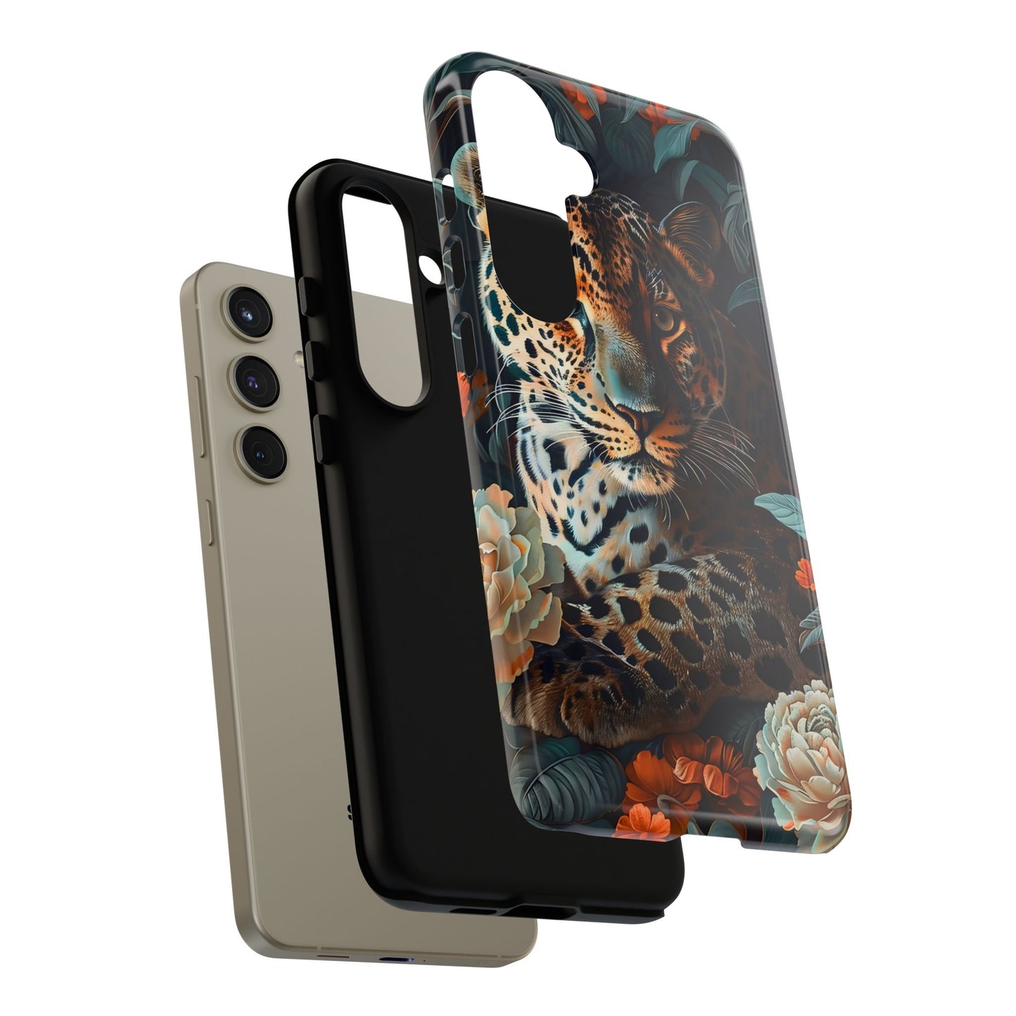 Wildlife Phone Case with Leopard Design | Tough Cases, Animal Prints, Floral Phone Cover, Gift for Nature Lovers, Unique Phone Accessories