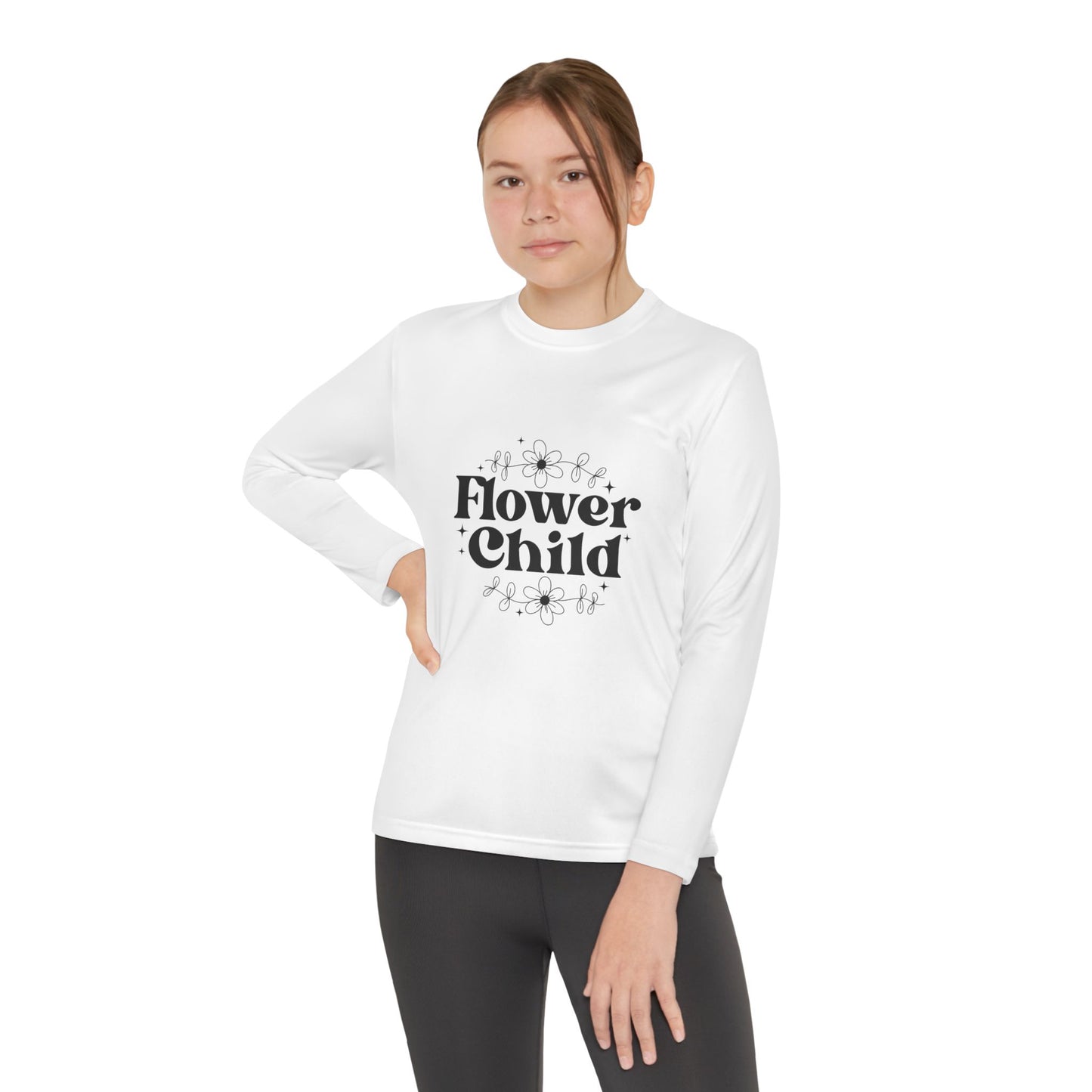 Youth Long Sleeve Tee - Flower Child Design for Free Spirits