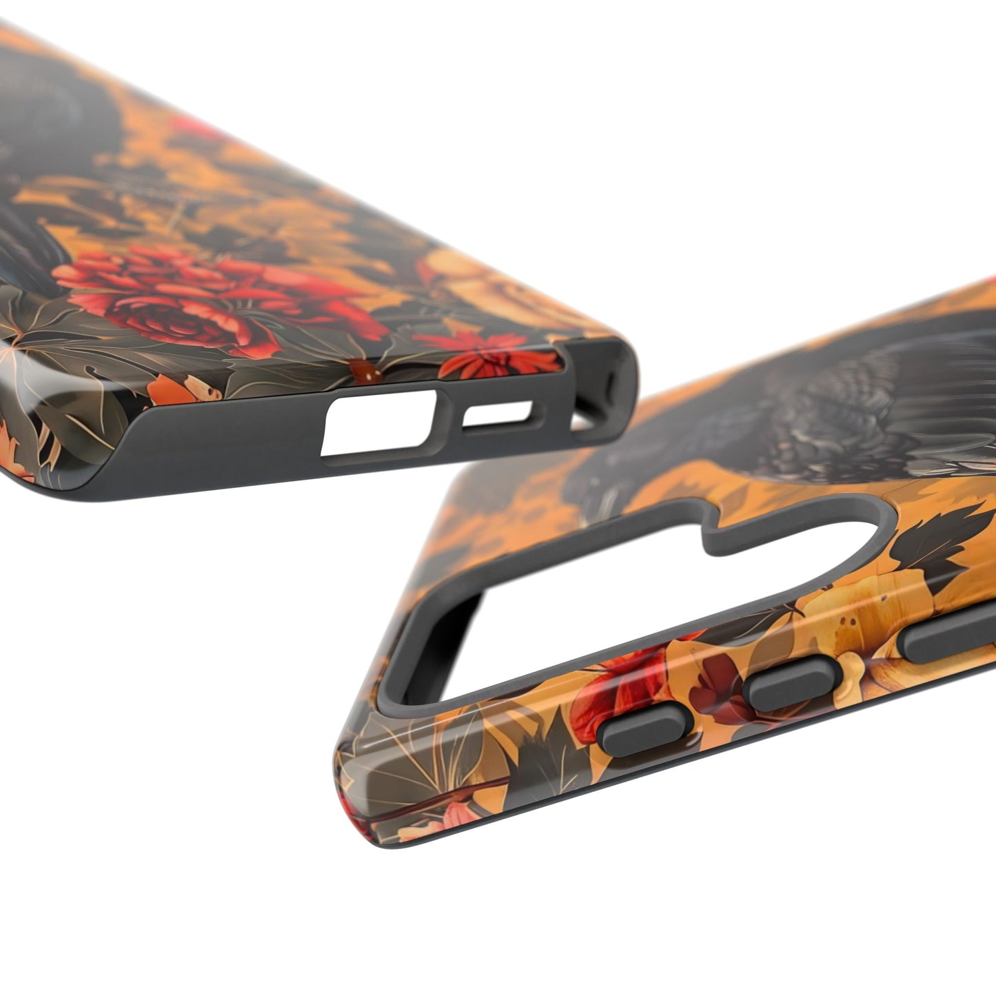 Raven Floral Phone Case - Tough Cases, Blackbird Decor, Gift for Nature Lovers, Bird Themed Accessories, Unique Phone Cover