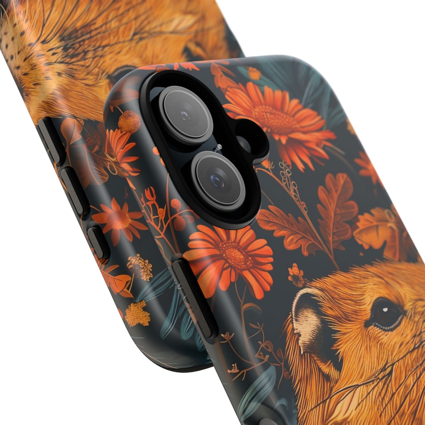 Capybara Phone Case, Floral Phone Cover, Tough Case for Animal Lovers, Unique Gift, Cute and Functional, Nature Inspired Design