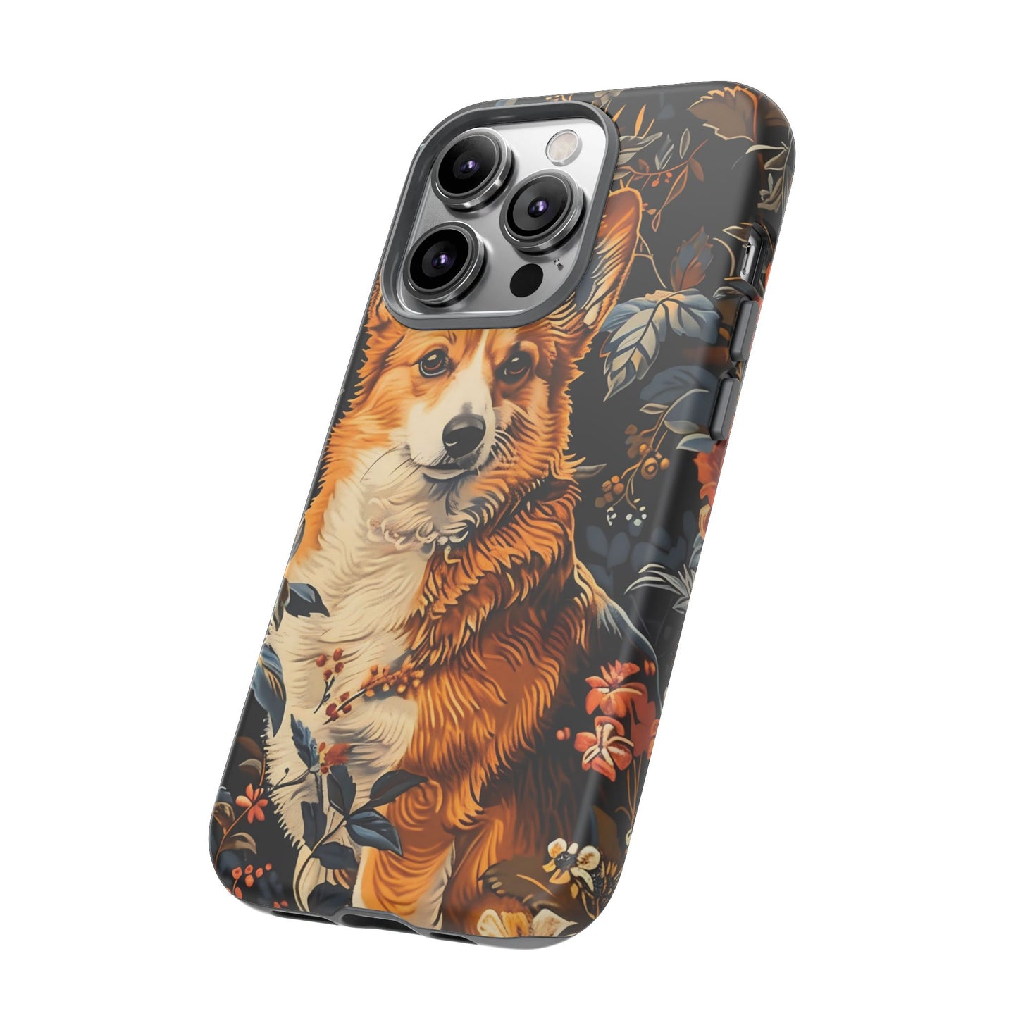 Corgi Floral Phone Case - Tough Cases for Dog Lovers, Cute Pet Accessories, Gift for Dog Owners, Floral Design, Personalized Tech Cover