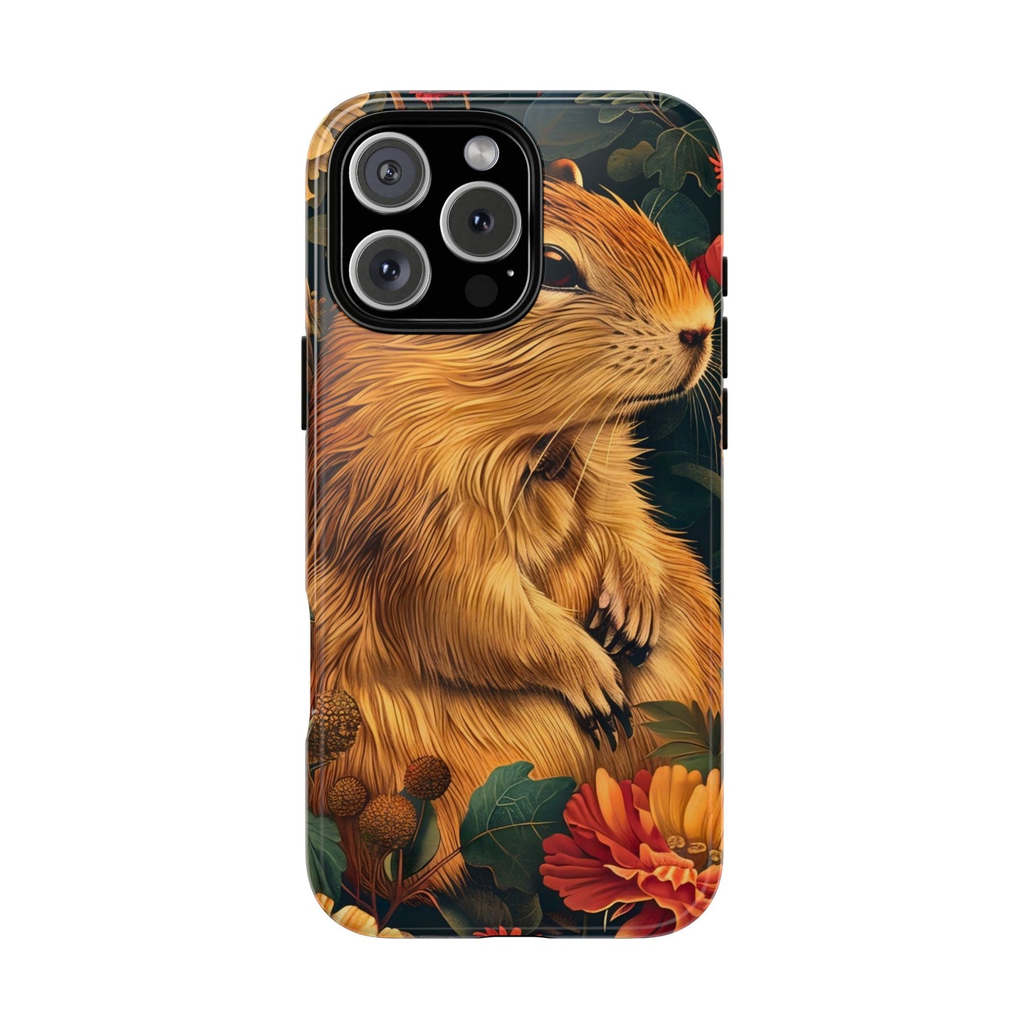 Cute Animal Phone Case, Floral Design Tough Cases for Nature Lovers, Gifts for Her, Customizable Mobile Accessory, Pet Lover Phone Cover