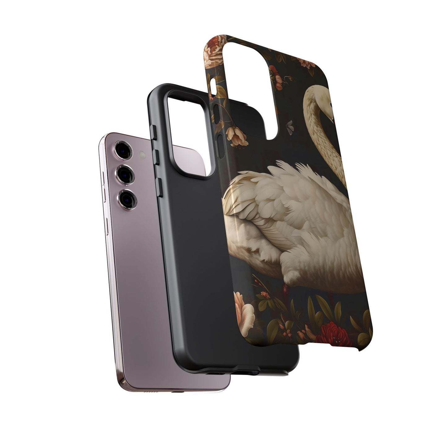 Elegant Swan Phone Case, Floral iPhone Cover, Tough Phone Case, Gift for Her, Nature Lover, Mother's Day, Birthday