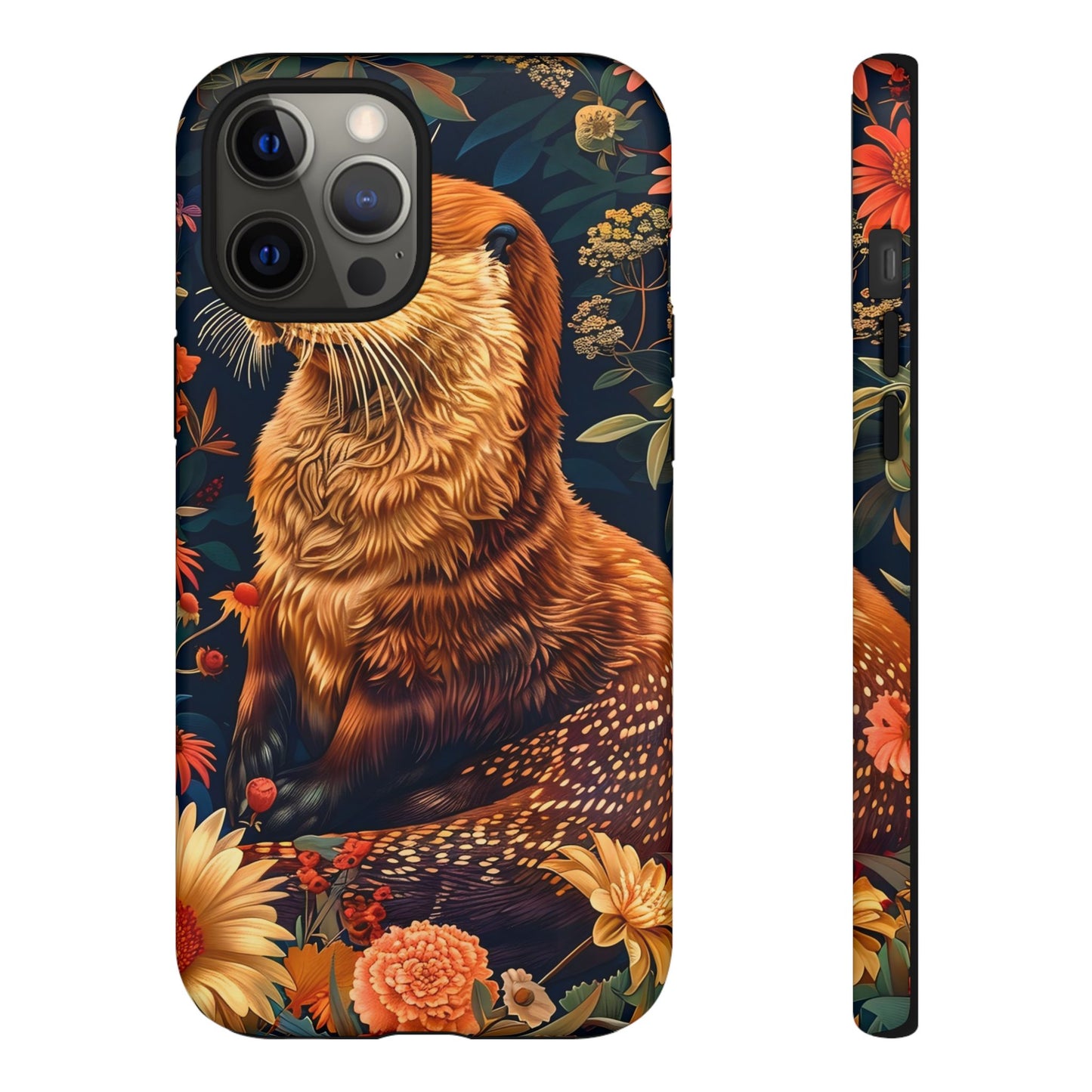 Otter Phone Case, Floral Otter Design, Tough Phone Cover, Nature Lover Gift, Cute Animal Accessories