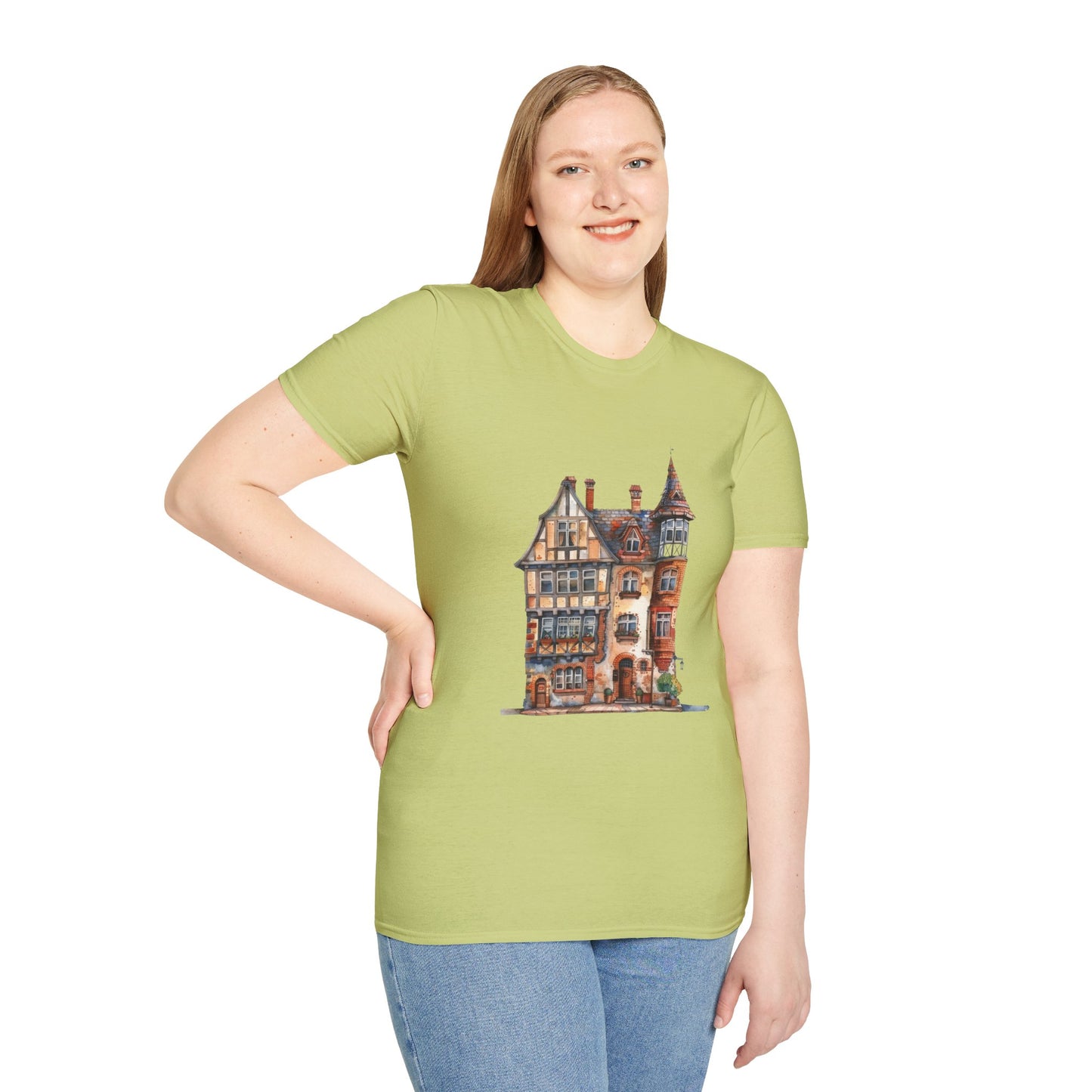 Unisex Softstyle T-Shirt - From Thatched Roofs to Stone Walls - British Village Houses