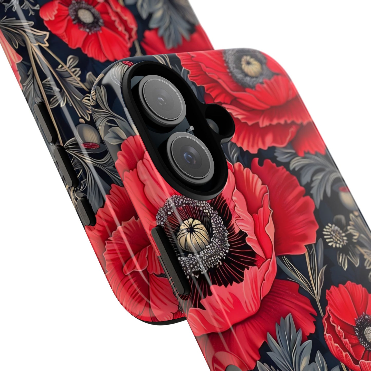 Floral Phone Case with Artistic Poppies, Tough Cases, Flower Design, Nature Lover Gift, Customizable Mobile Cover, Stylish Phone Accessories
