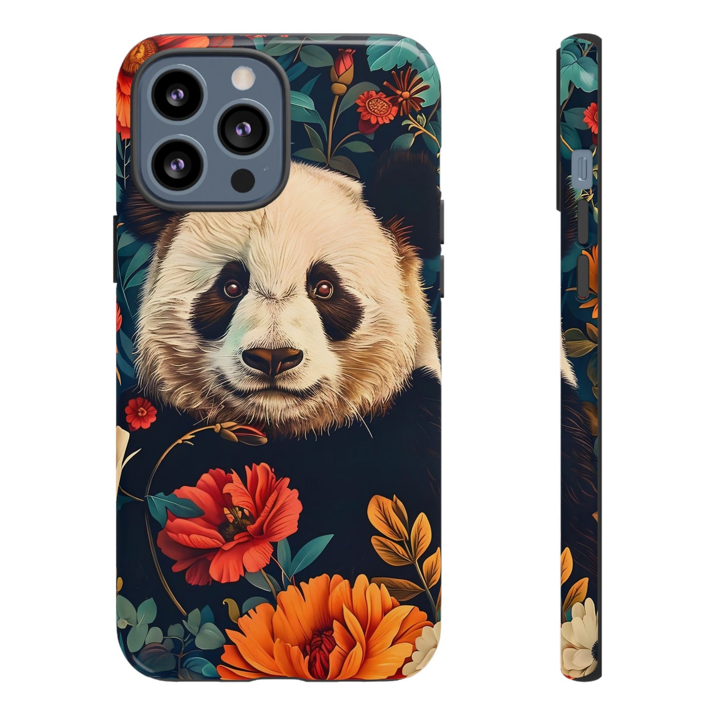 Panda Floral Phone Case, Tough Cases, Cute Animal Case, Floral Design, Gifts for Animal Lovers, Phone Accessories