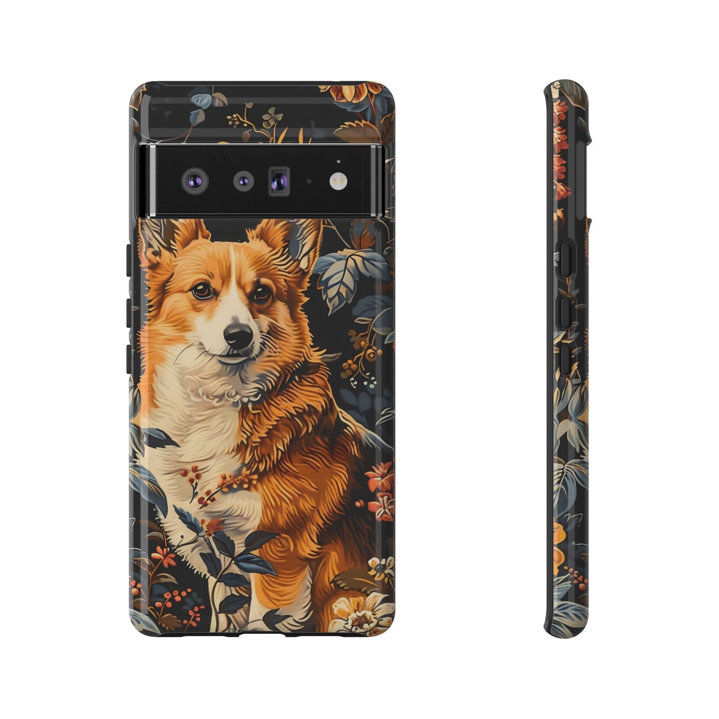 Corgi Floral Phone Case - Tough Cases for Dog Lovers, Cute Pet Accessories, Gift for Dog Owners, Floral Design, Personalized Tech Cover