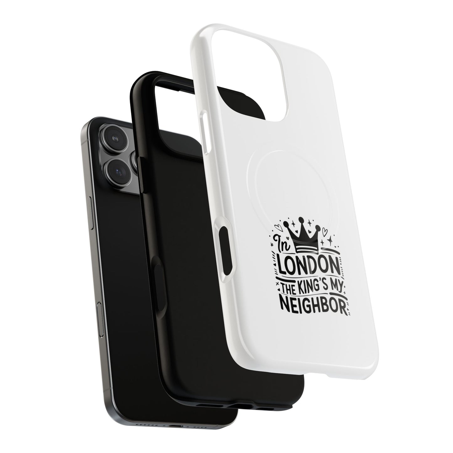 King's Neighbor Tough Magnetic Phone Case, London Style Case, Durable Phone Cover, Gift for Travelers, Black White Phone Accessory