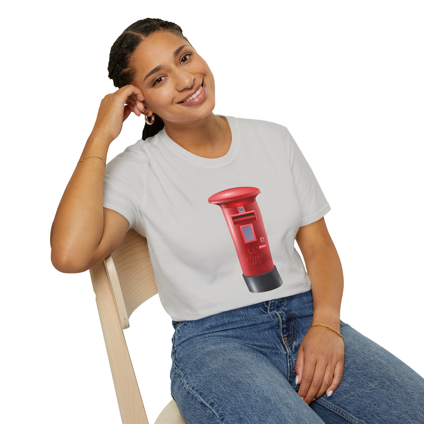 Unisex Softstyle T-Shirt - Classic UK Royal Mailbox Design - British Postbox Icon