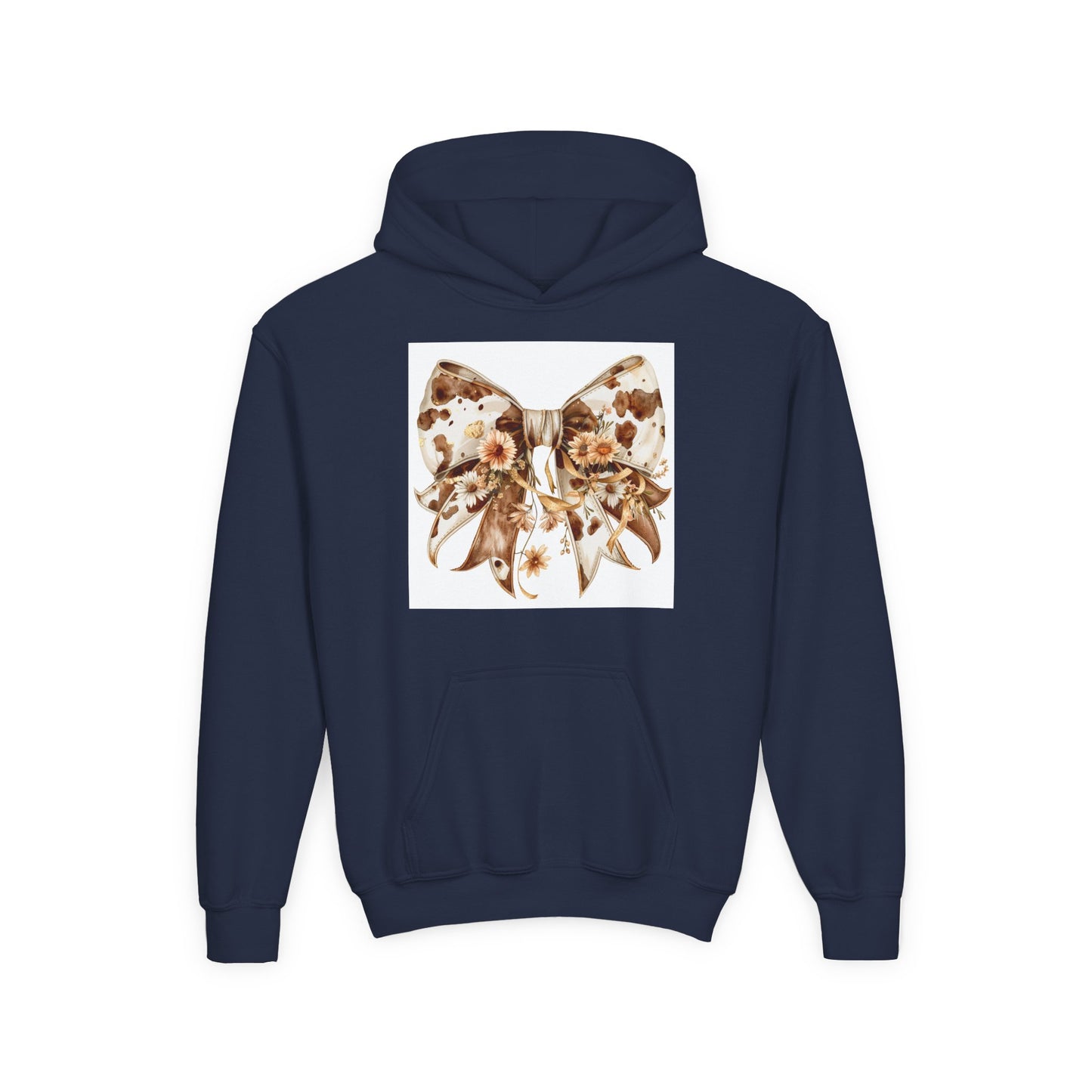 Floral Bow Youth Hoodie - Cozy Floral Design for Kids
