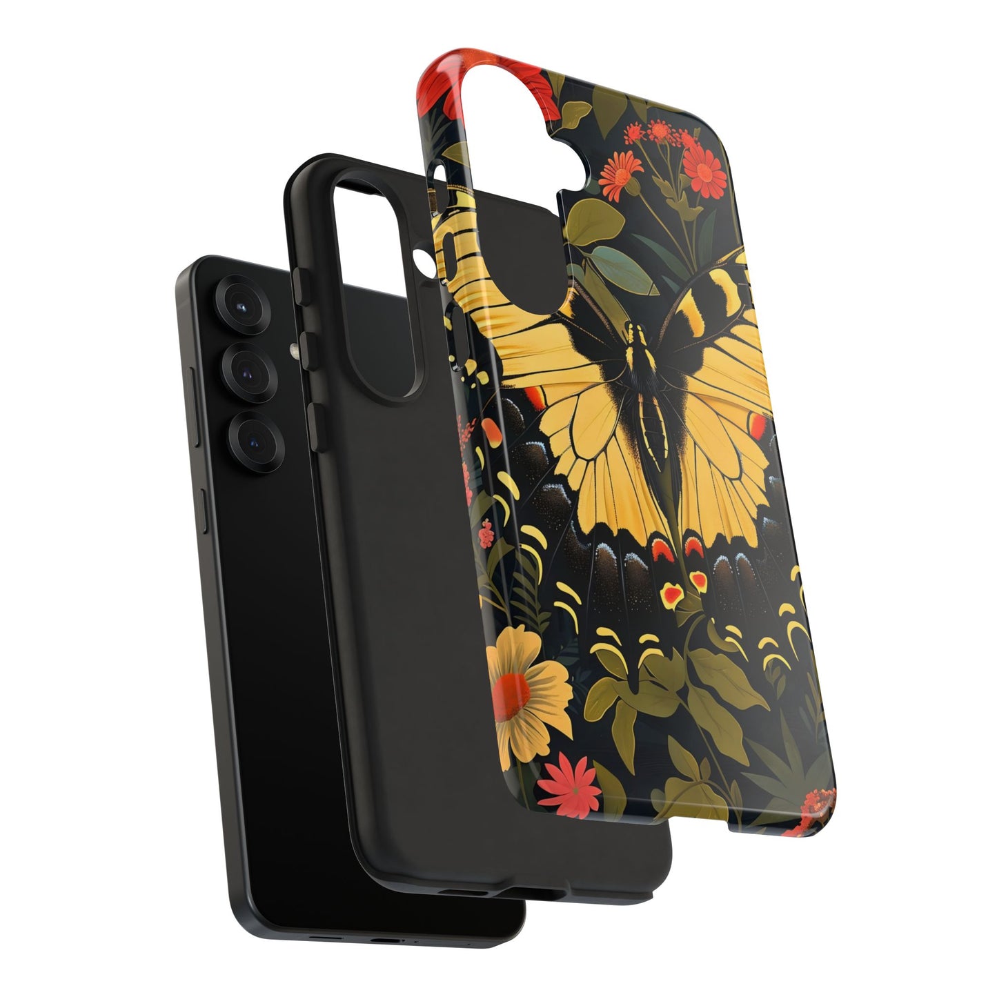 Butterfly Floral Phone Case, Tough Cases with Vibrant Design, Protective Cover for Nature Lovers, Gift for Her