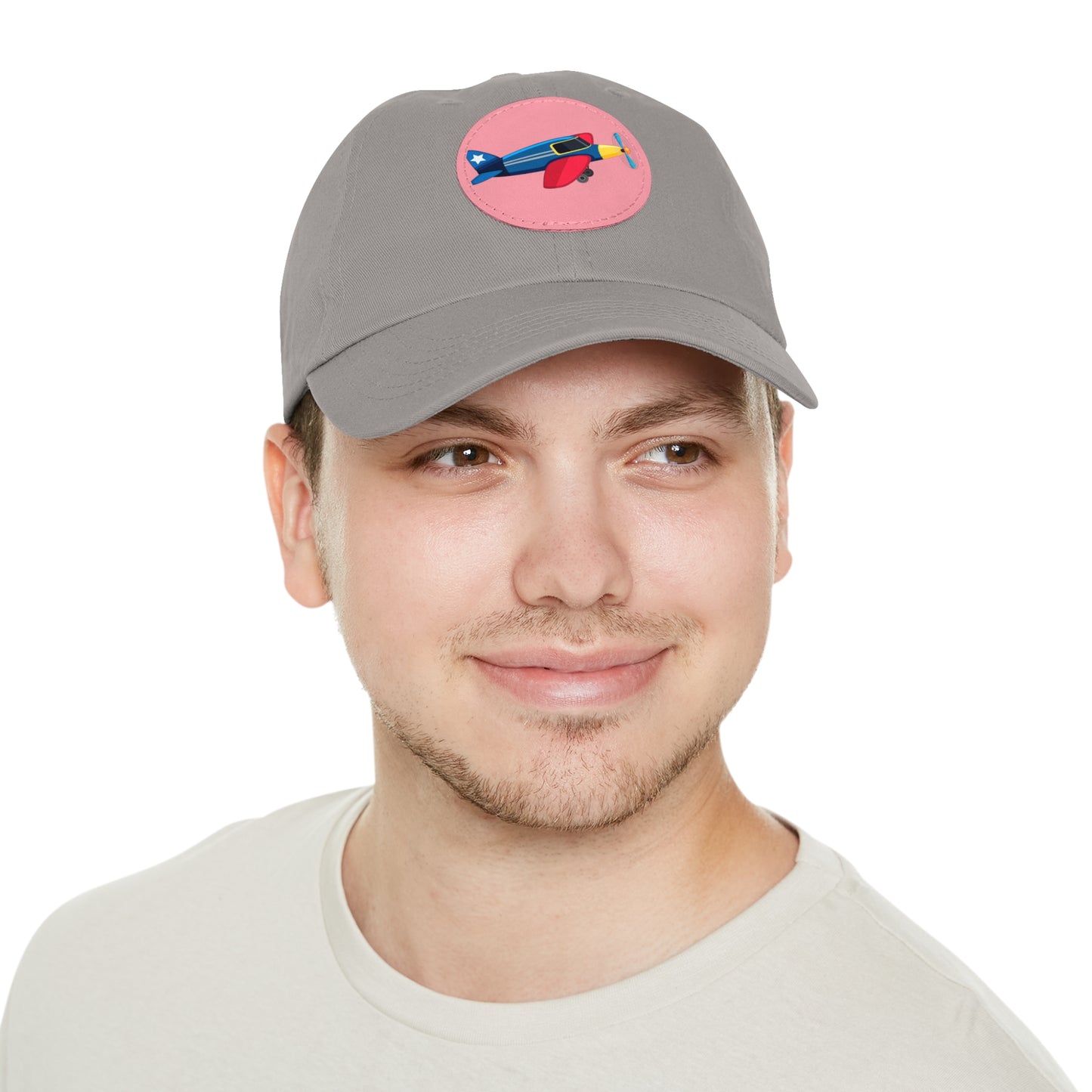 Vintage Aeroplane Dad Hat with Leather Patch (Round)